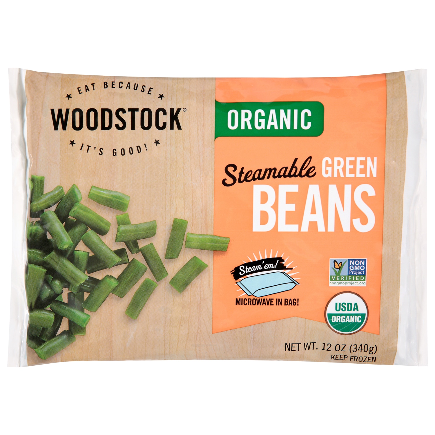Woodstock Organic Frozen Vegetable, Steamable Green Beans