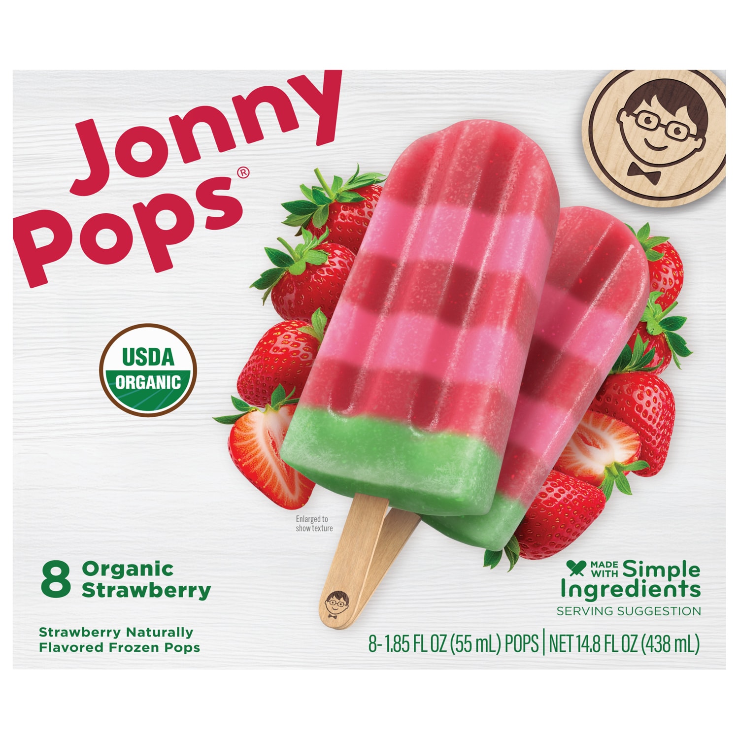 Jonnypops Organic Ice Pops Strawberry