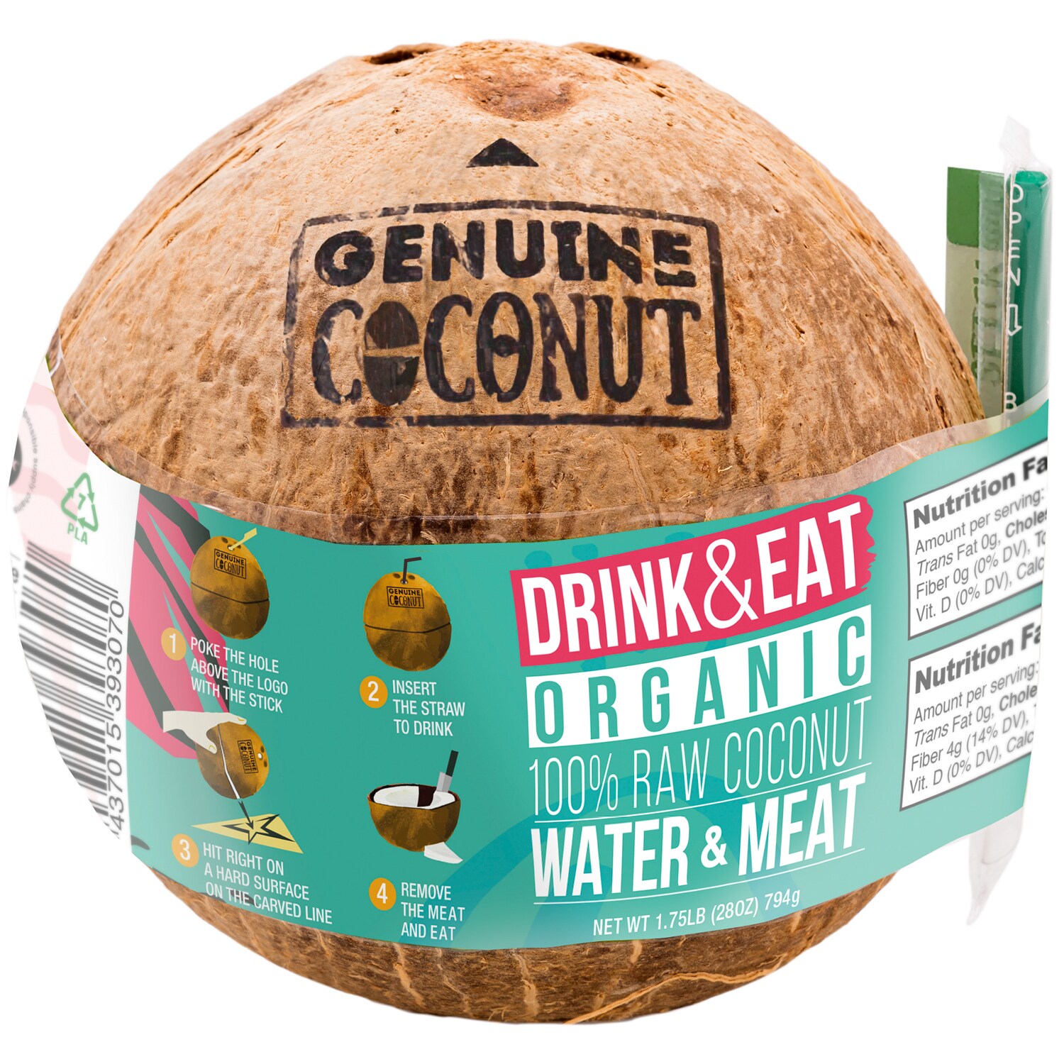 Genuine Coconut Organic Raw Coconut Water & Meat