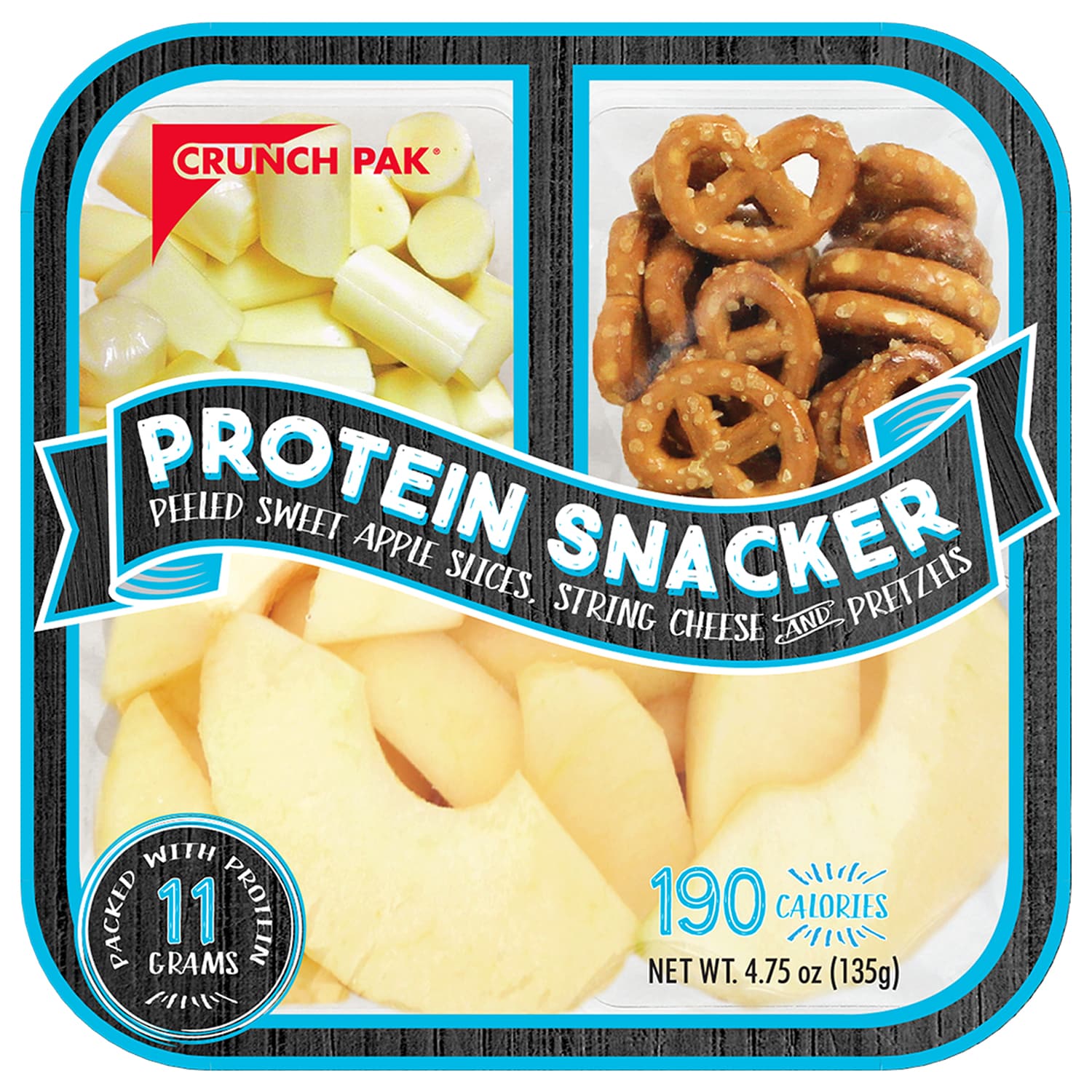 Crunch Pak Protein Snacker, Peeled Sweet Apple Slices, String Cheese & Pretzels 