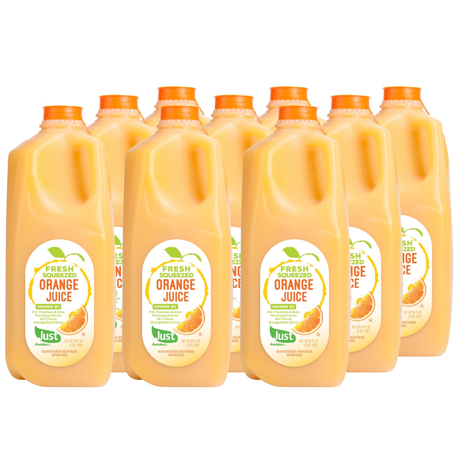 Just FreshDirect Fresh-Squeezed Orange Juice, Plastic Bottles