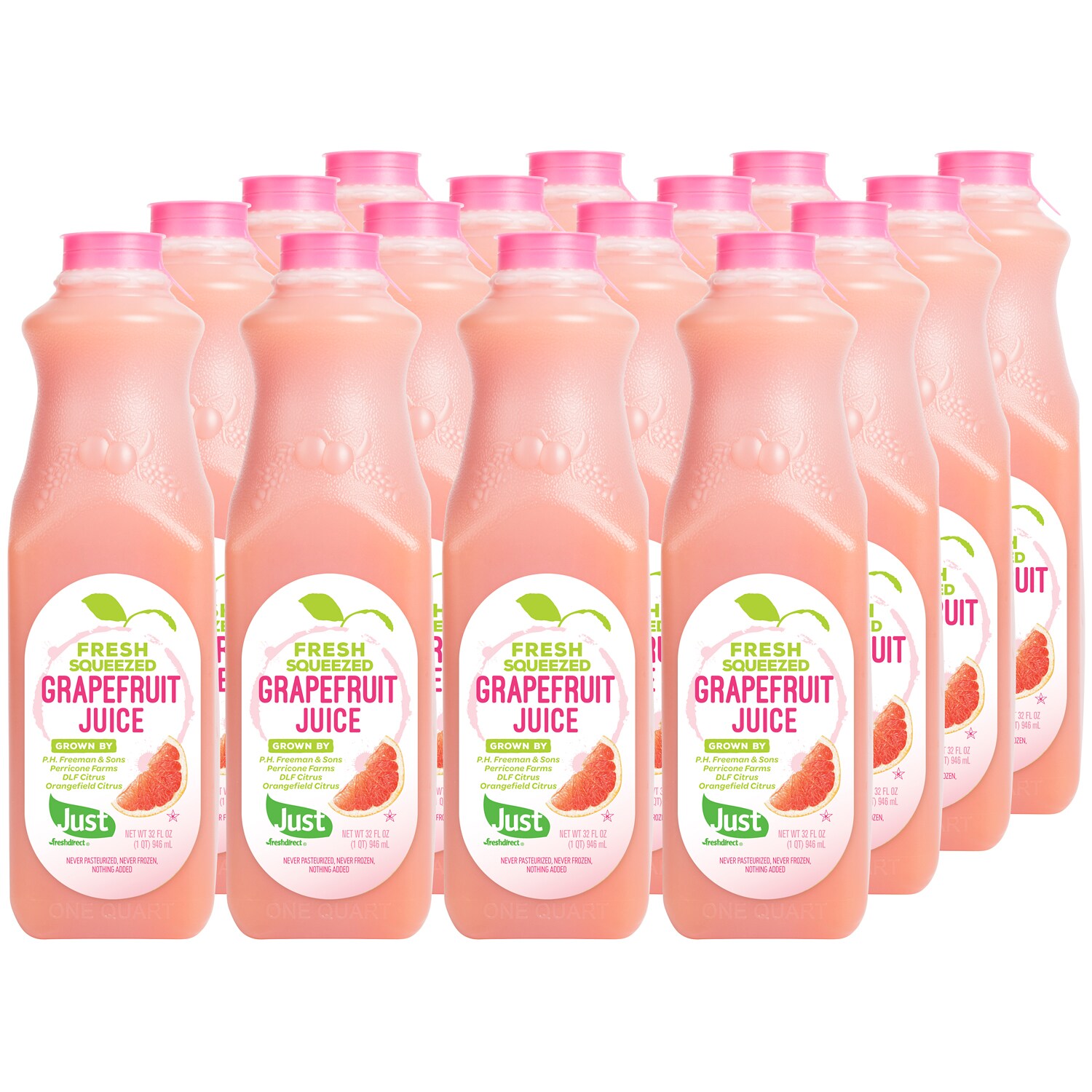 Just FreshDirect Fresh-Squeezed Grapefruit Juice, Plastic Bottles