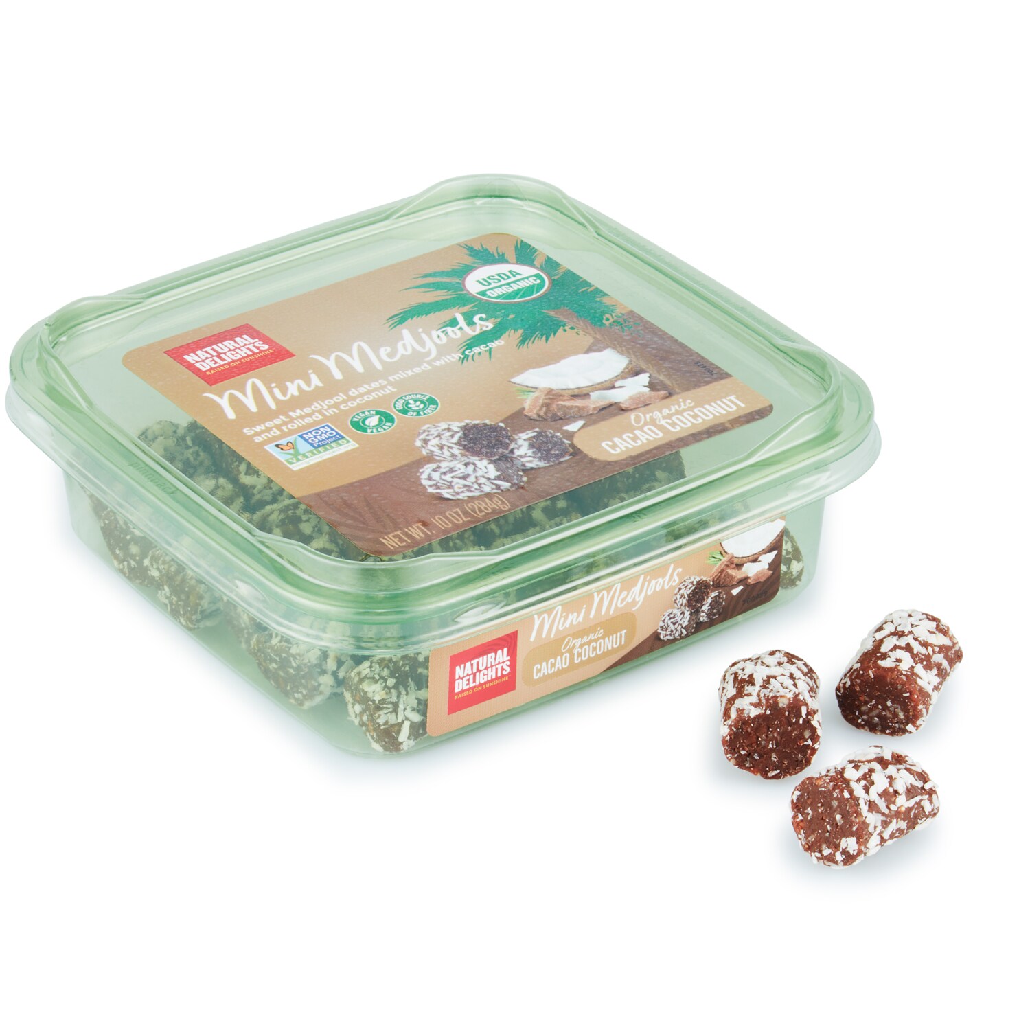 Natural Delights Organic Mini Medjool Dates, Cacao Coconut