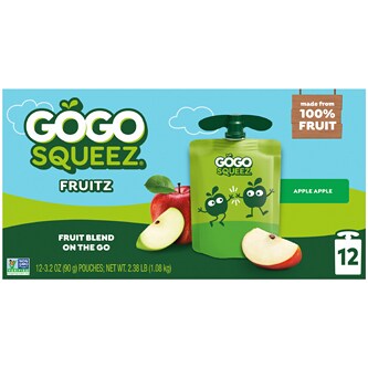 GoGo SqueeZ No Sugar Added Applesauce & Fruit Puree, Apple Apple