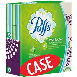 Puffs Plus Lotion 2-Ply Facial Tissues, Cube Boxes, Case