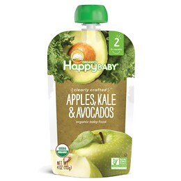 Happy Family Happy Baby Clearly Crafted Stage 2 Organic Baby Food, Apples, Kale, and Avocados 
