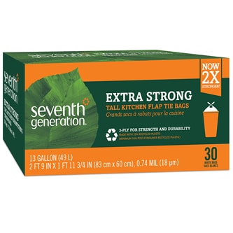 Seventh Generation Extra Strong Tall Kitchen Trash Bags, 3-Ply, 13 Gallon