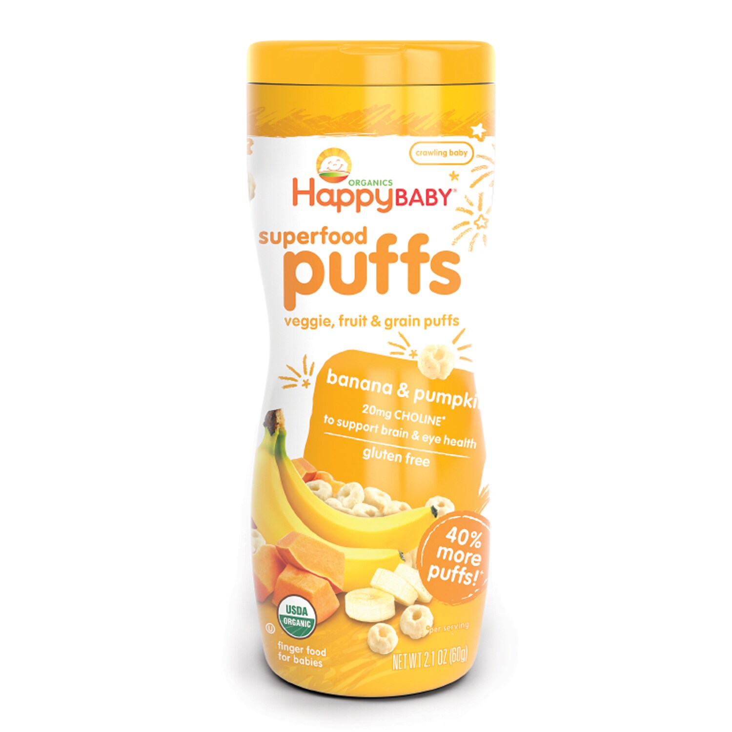 Happy Family Happy Baby Organic Puffs, Banana and Pumpkin