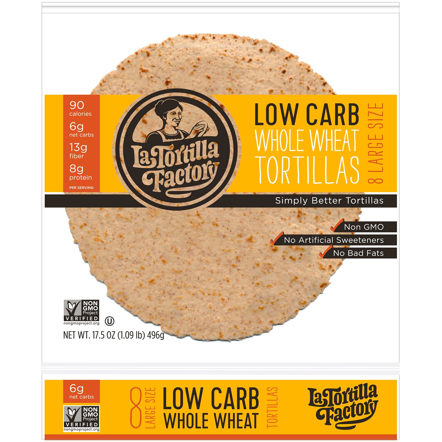 La Tortilla Factory Low Carb Whole Wheat Tortillas, Large