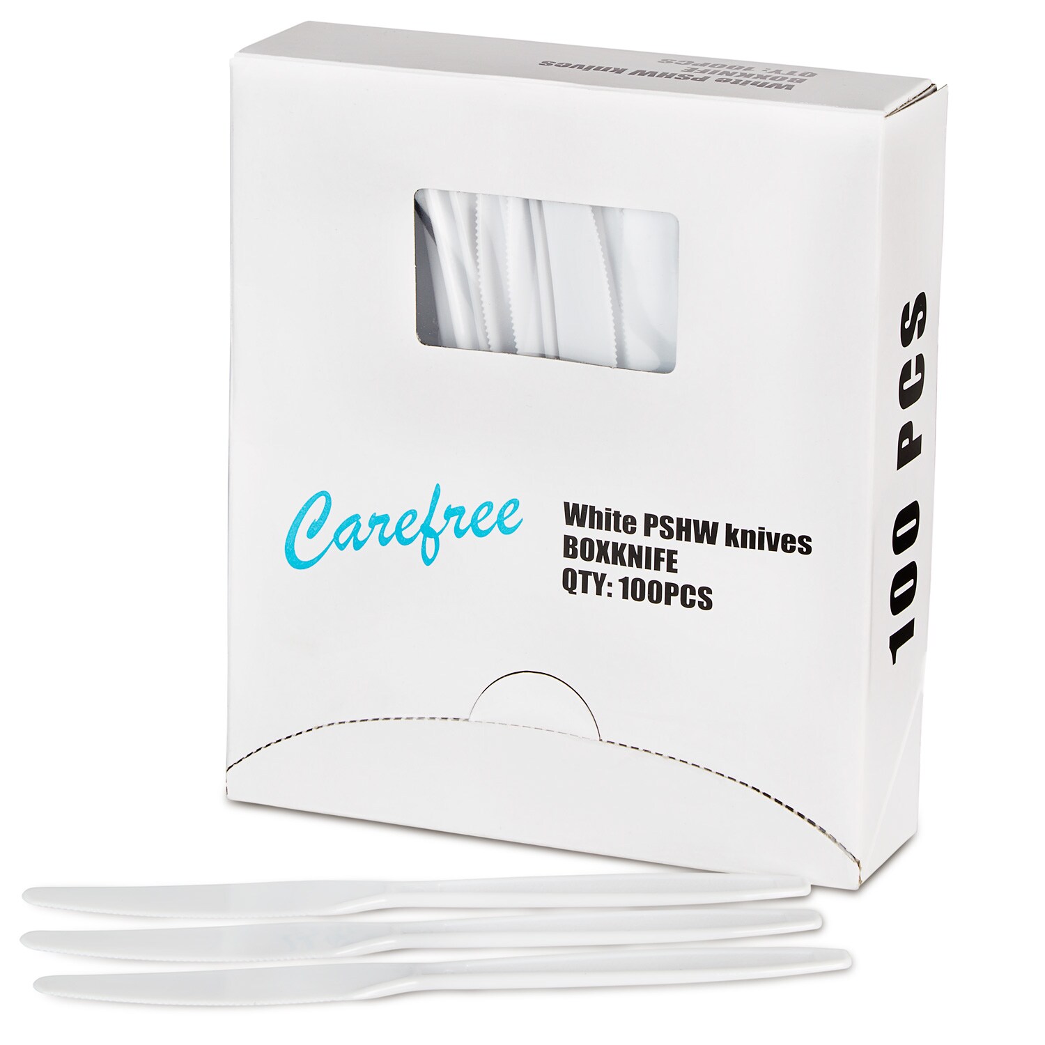 Carefree Heavy Duty Plastic Knives, White