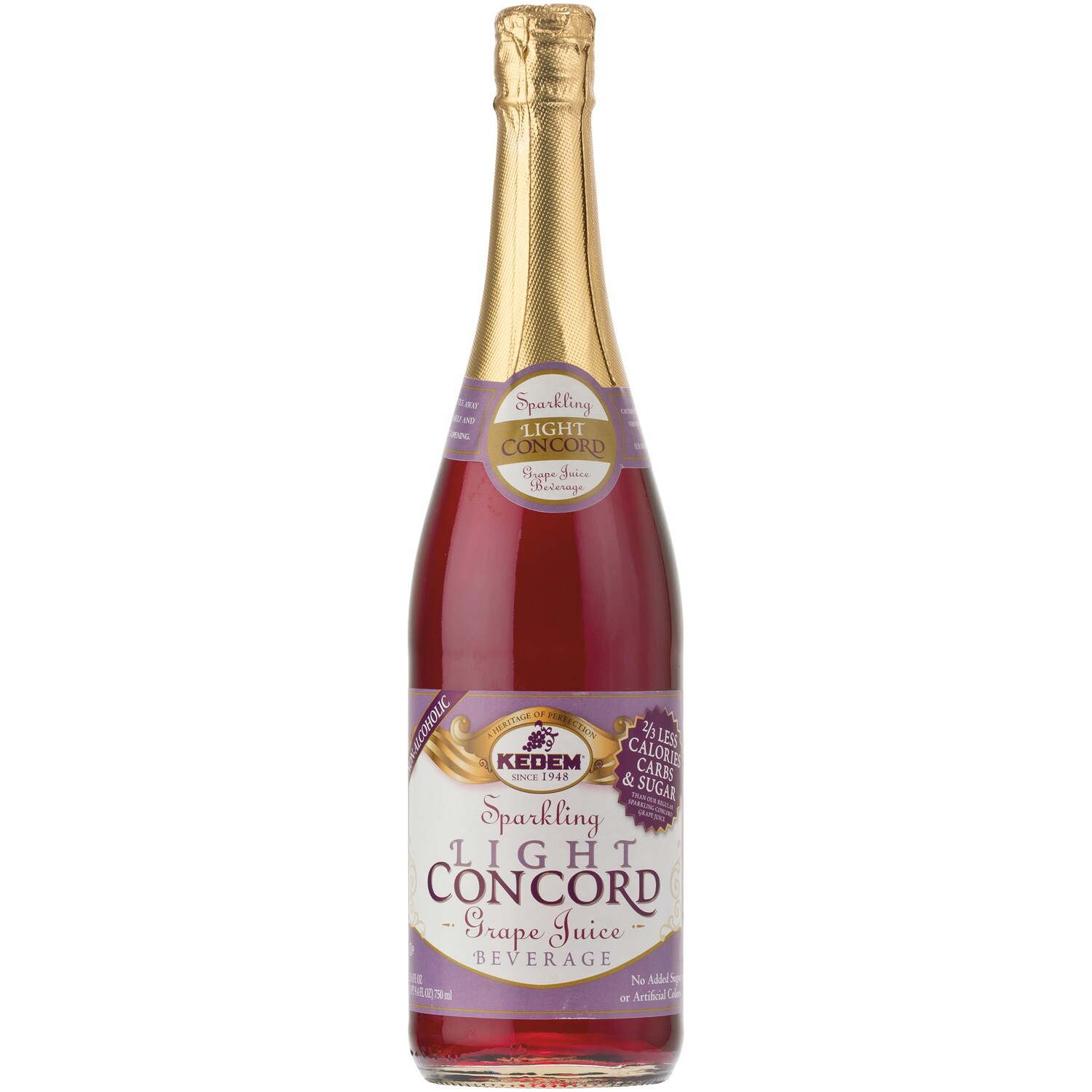 Kedem Sparkling Light Concord Grape Juice Beverage, Glass Bottle