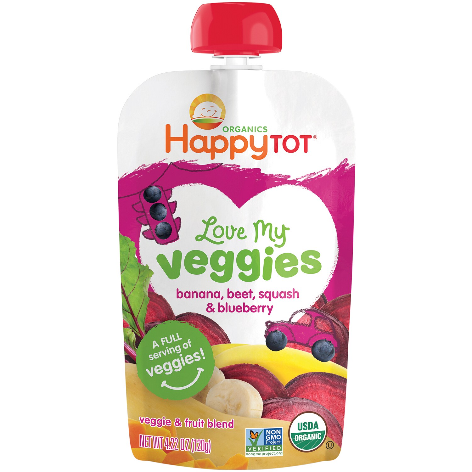 Happy Family Happy Tot Organic Love My Veggies, Banana, Beet, Squash, and Blueberry 