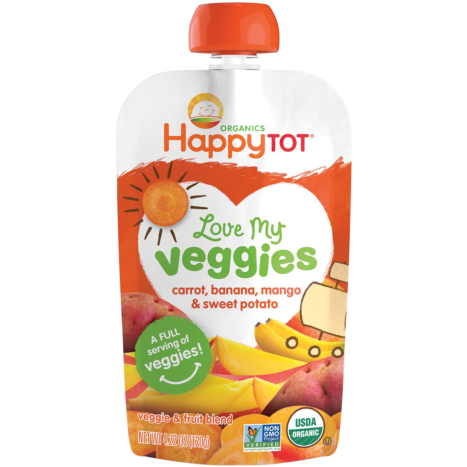 Happy Family Happy Tot Organic Love My Veggies, Carrot, Banana, Mango, and Sweet Potato 