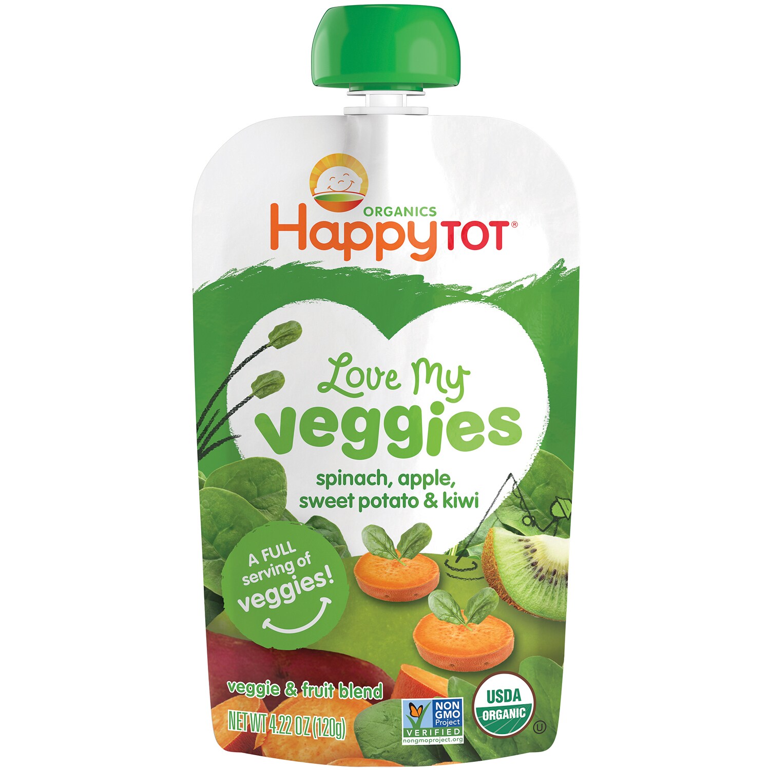 Happy Family Happy Tot Organic Love My Veggies, Spinach, Apple, Sweet Potato, and Kiwi
