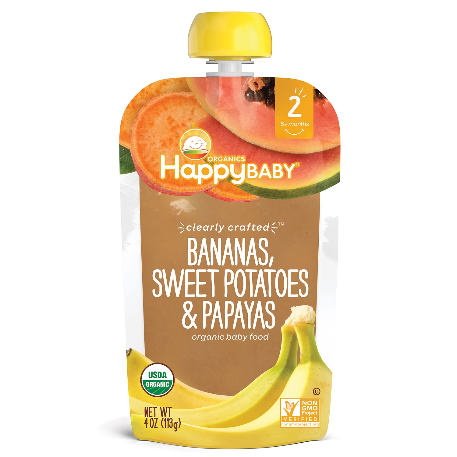 Happy Family Happy Baby Clearly Crafted Stage 2 Organic Baby Food, Bananas, Sweet Potatoes, and Papayas