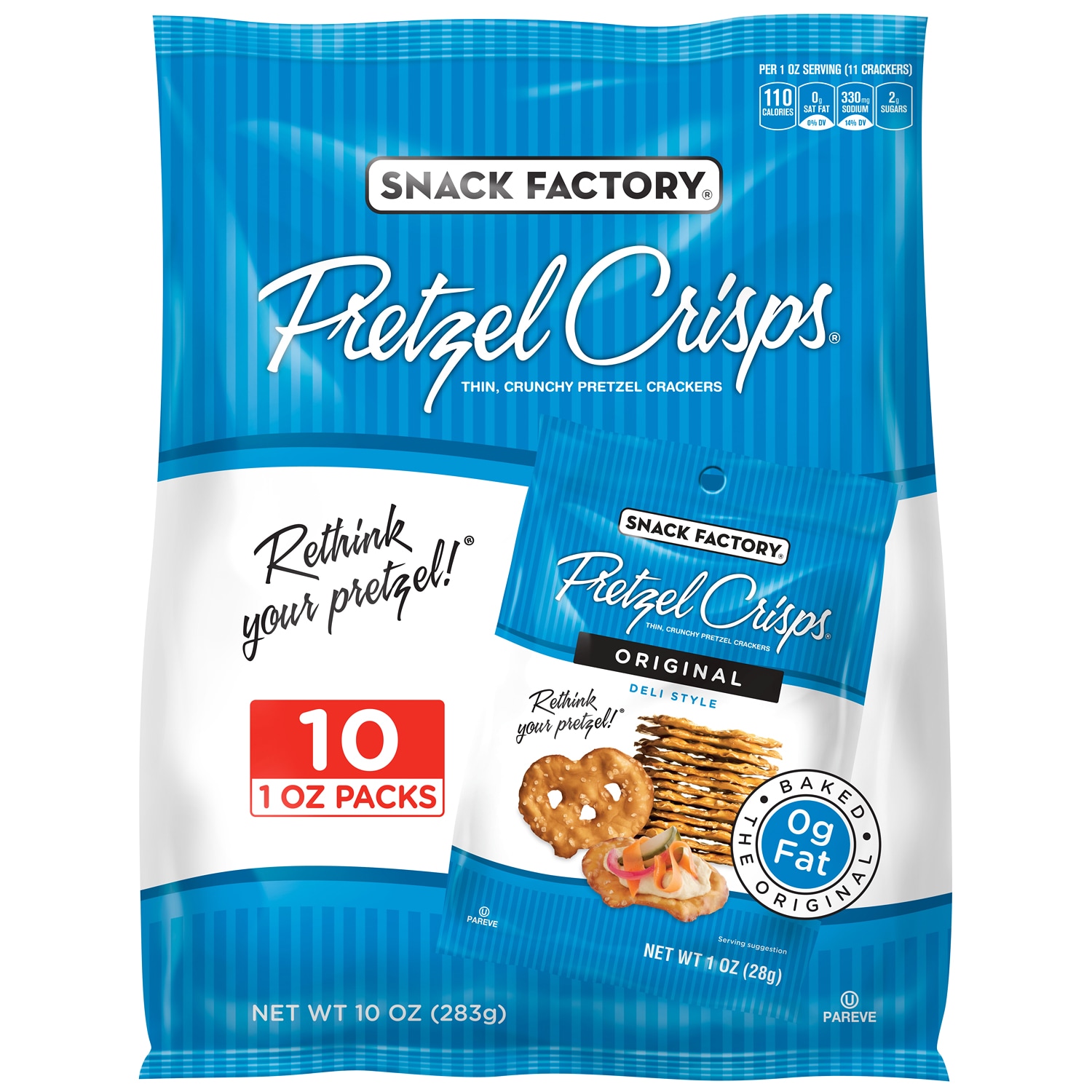 Snack Factory Pretzel Crisps 100-Calorie Packs, Original