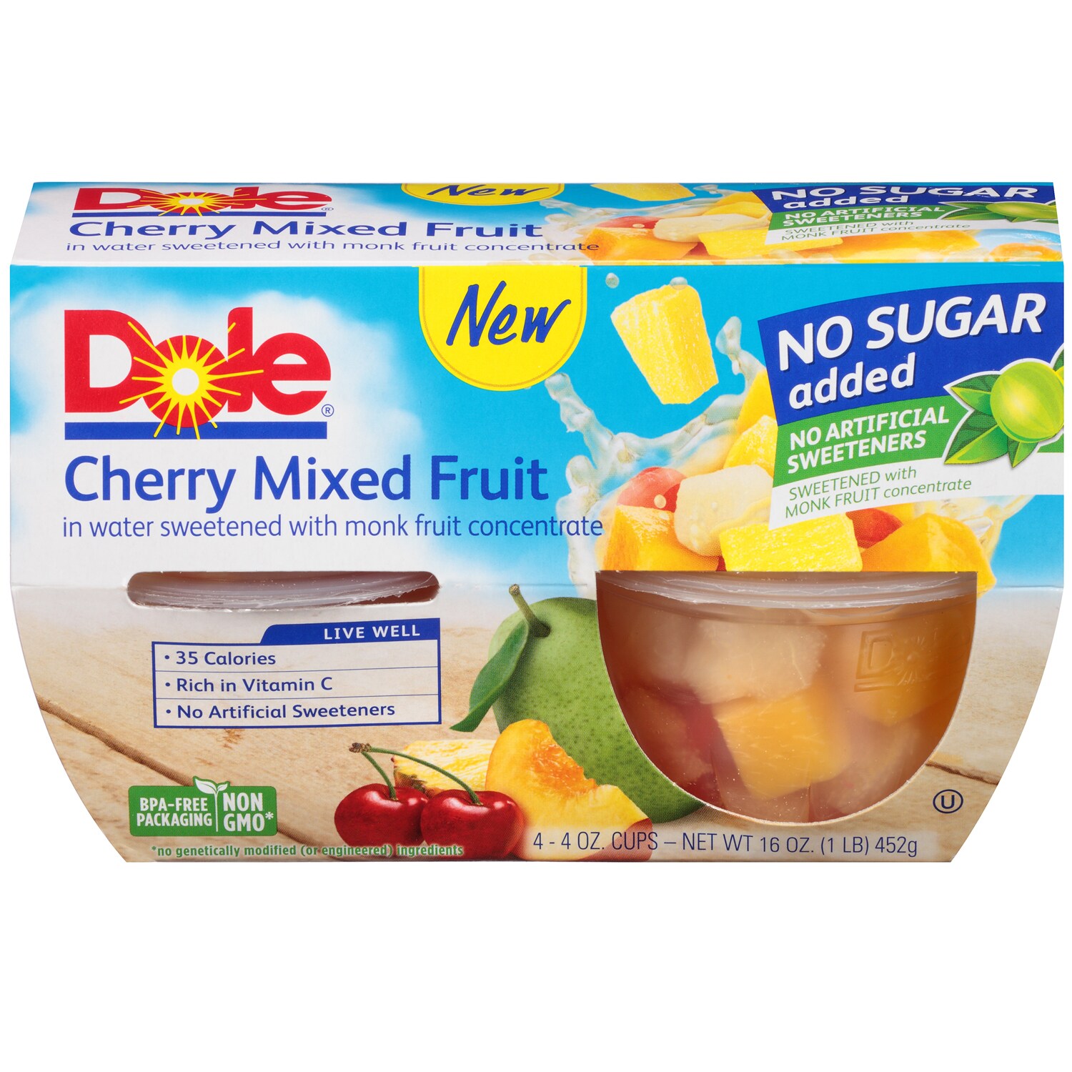 Dole Fruit Bowls, Cherry Mixed Fruit, No Sugar Added