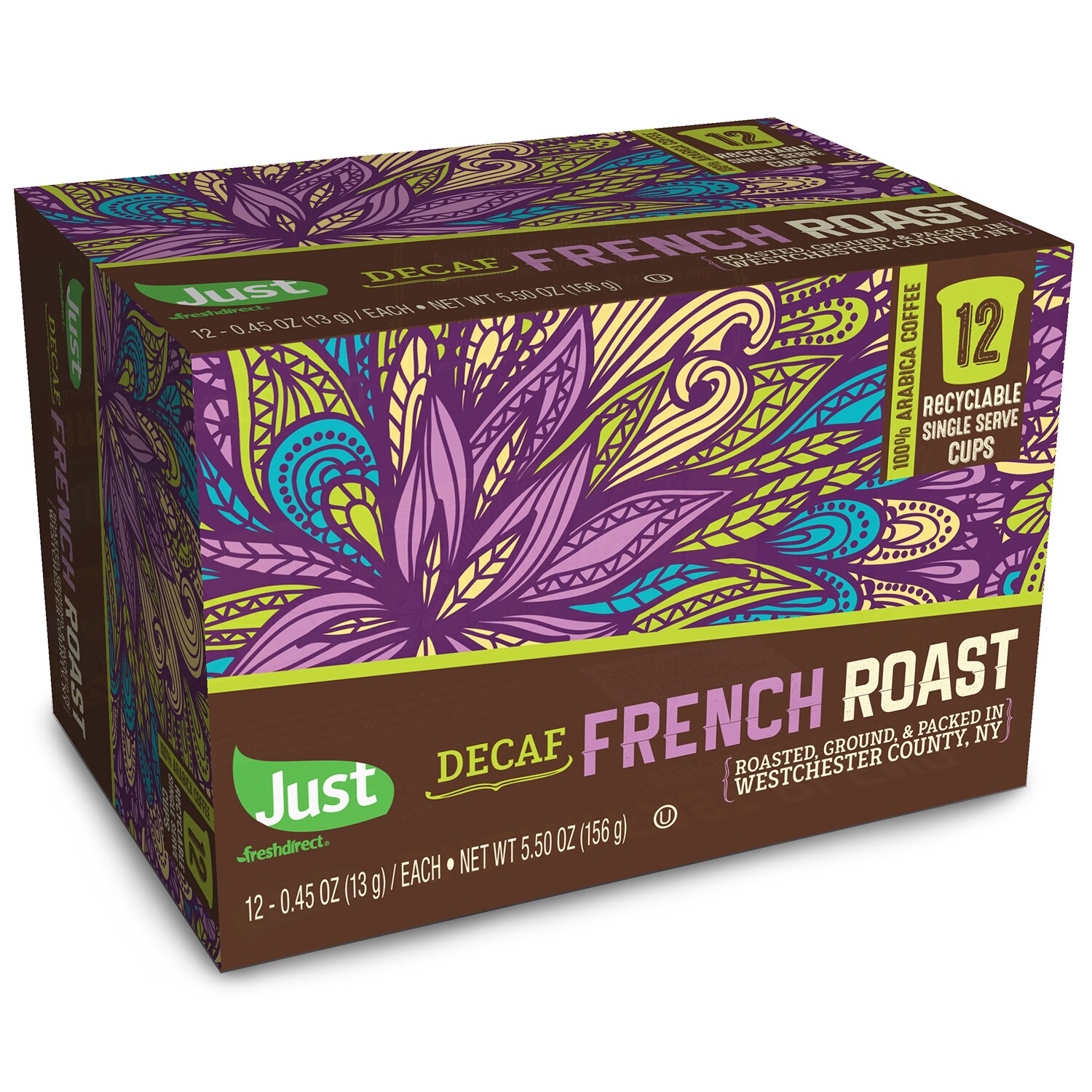 Just FreshDirect Locally Roasted Single Serve Coffee Pods, Decaf French Roast