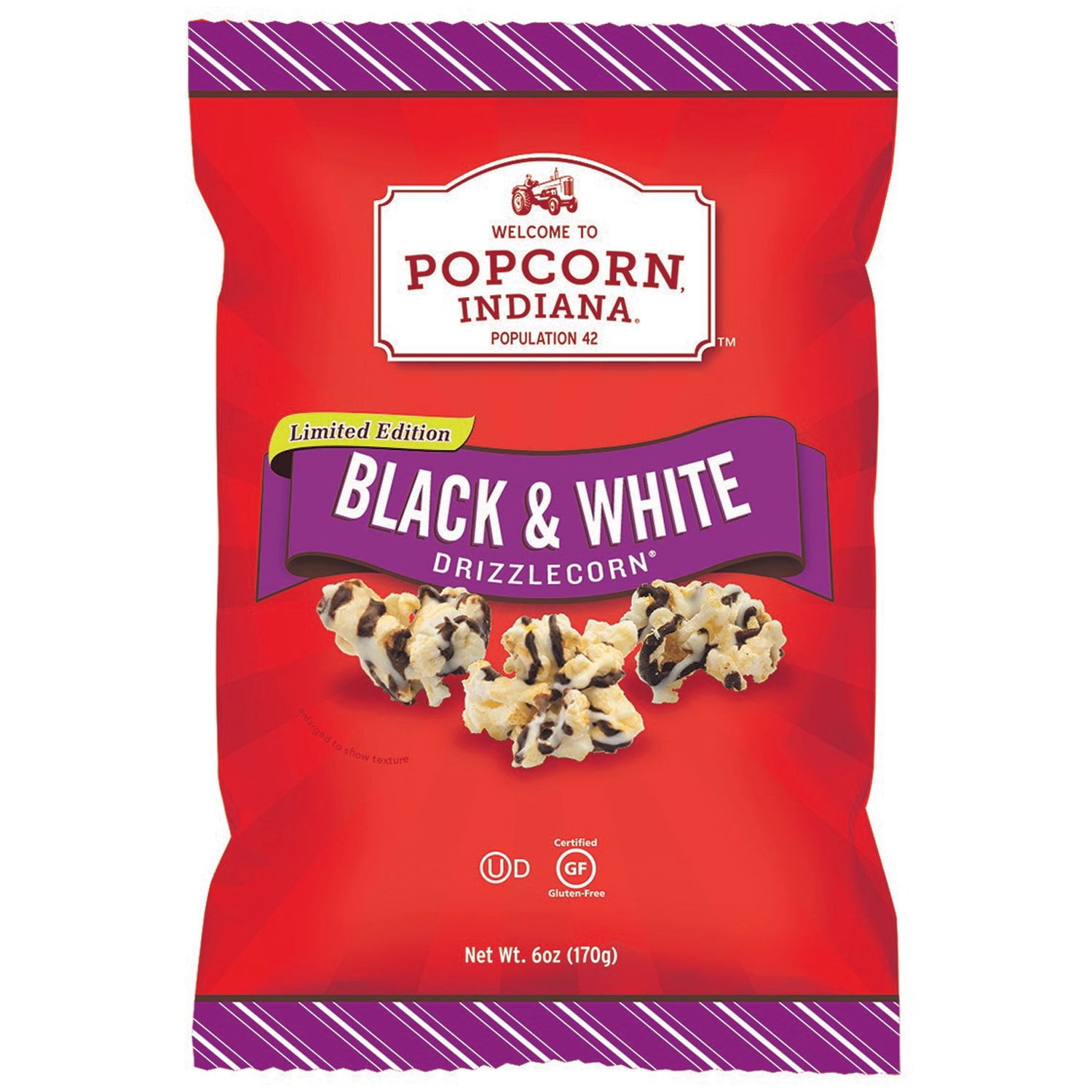 Popcorn, Indiana Gourmet Kettle Corn Popcorn, Black and White Drizzlecorn