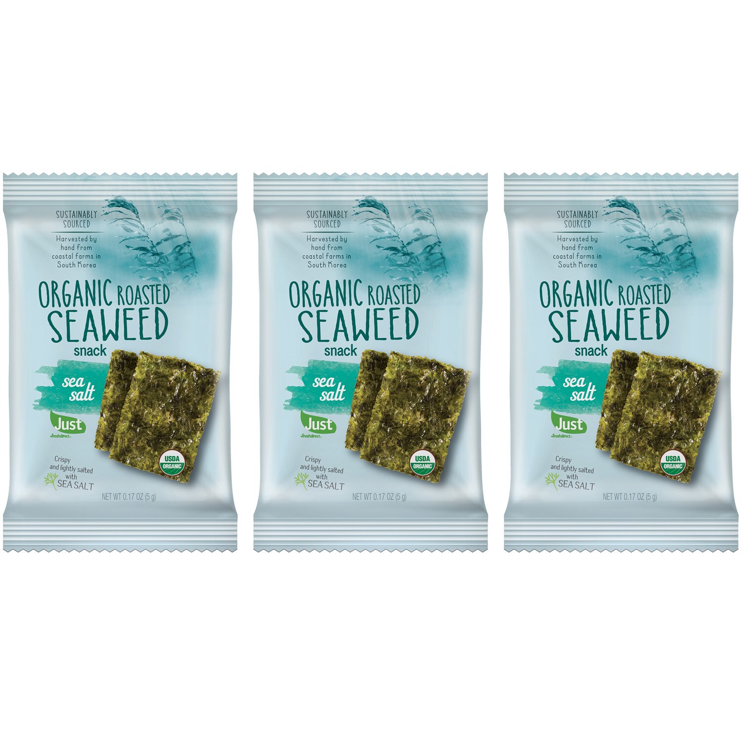 Just FreshDirect Organic Roasted Seaweed Snack, Sea Salt