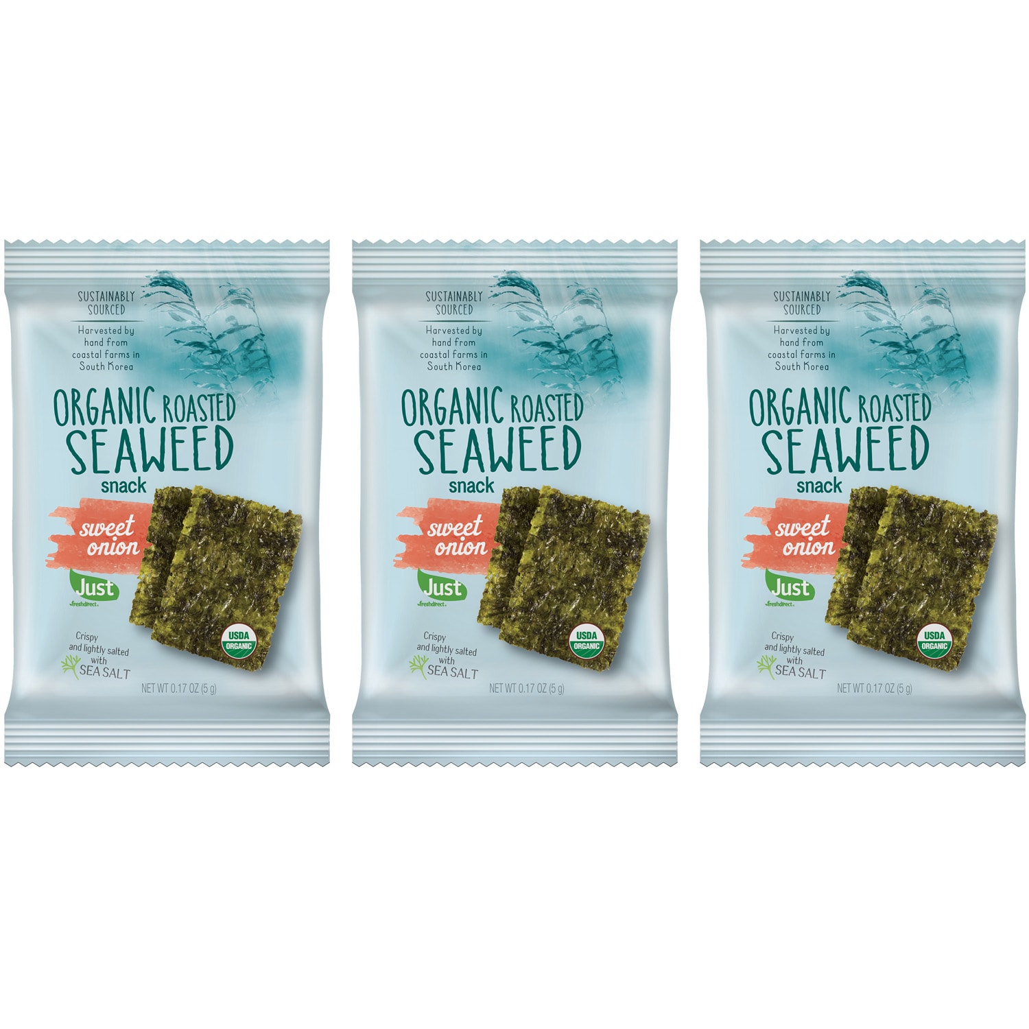 Just FreshDirect Organic Roasted Seaweed Snack, Sweet Onion