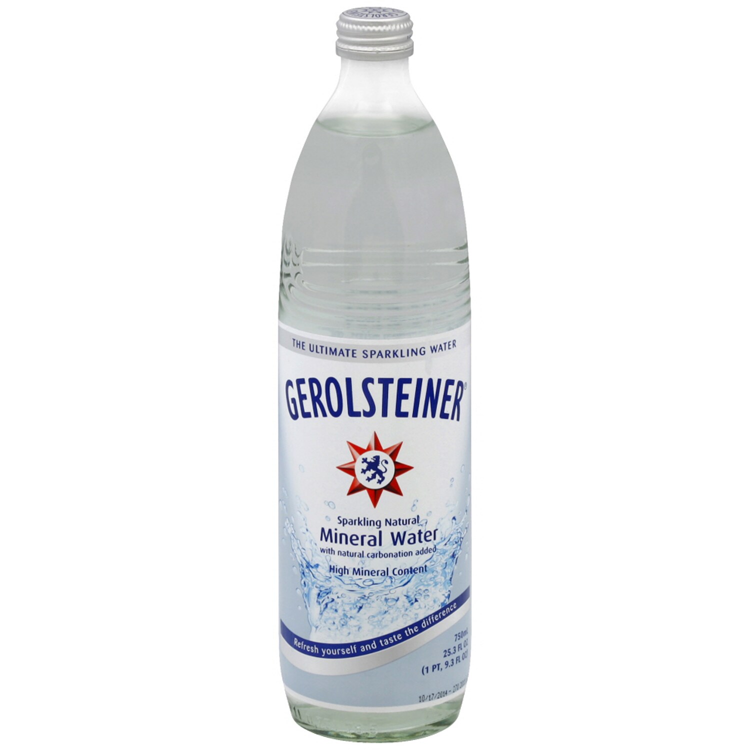 Gerolsteiner Sparkling Natural Mineral Water, Glass Bottle