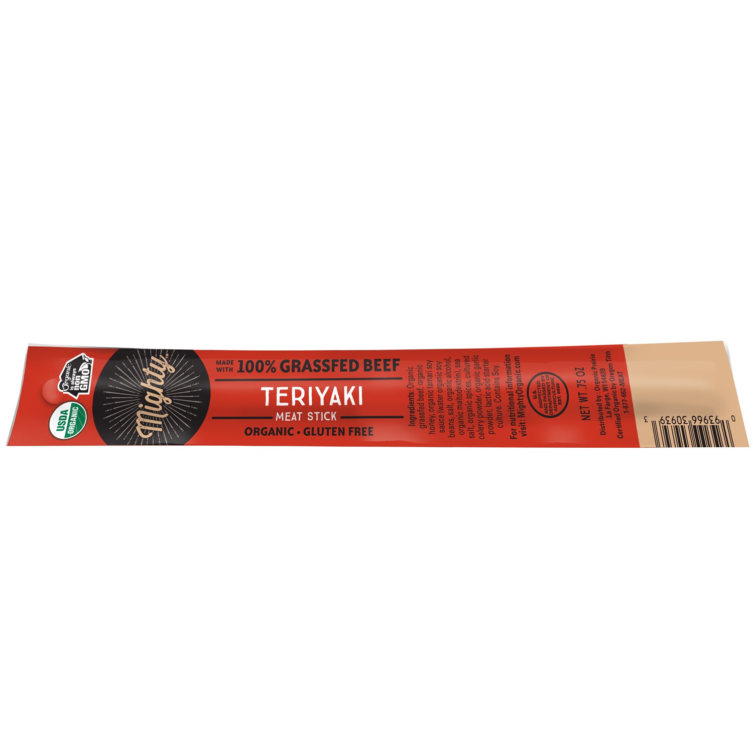Organic Valley Mighty 100% Grassfed Beef Stick, Teriyaki