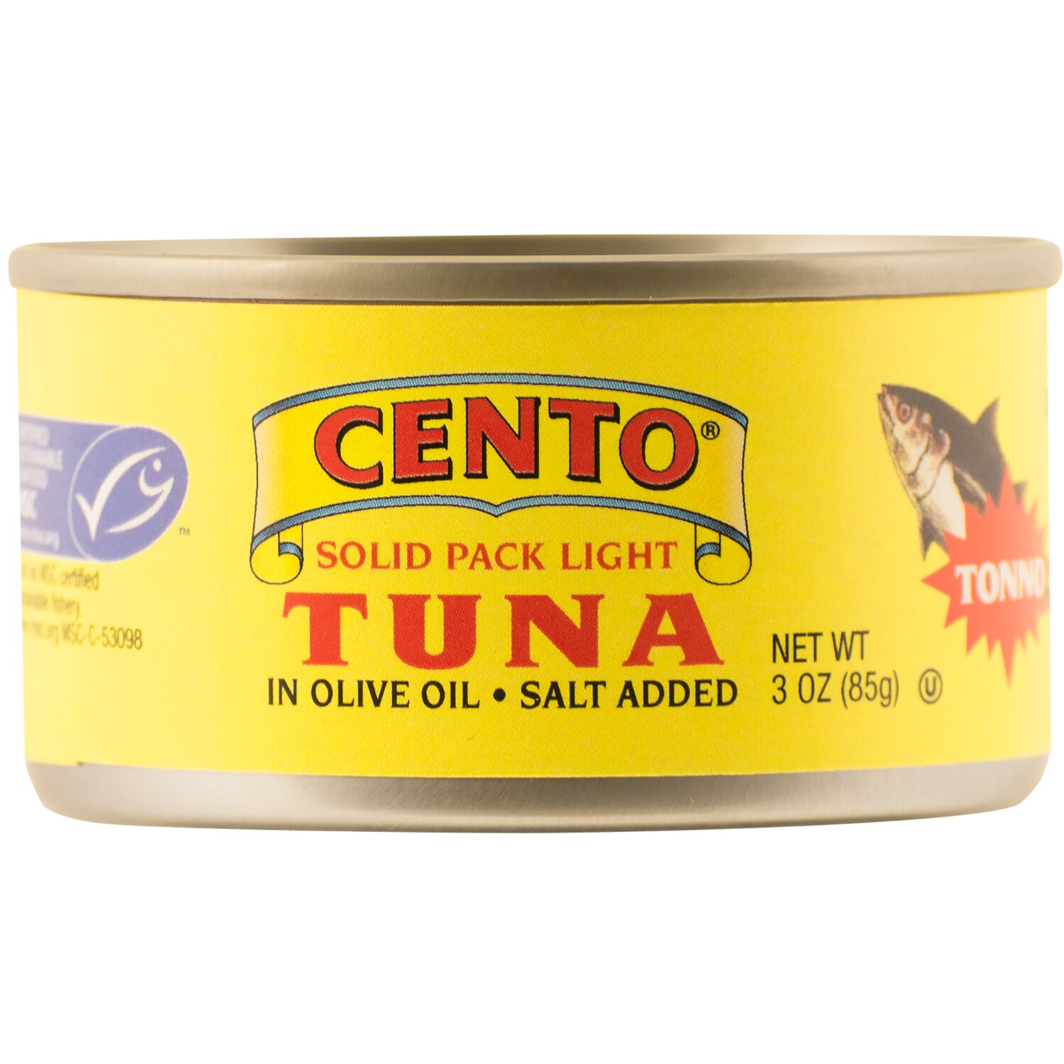 Cento Solid Pack Light Tuna in Olive Oil, Salt Added