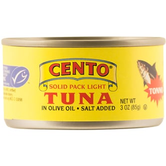 Cento Solid Pack Light Tuna in Olive Oil, Salt Added