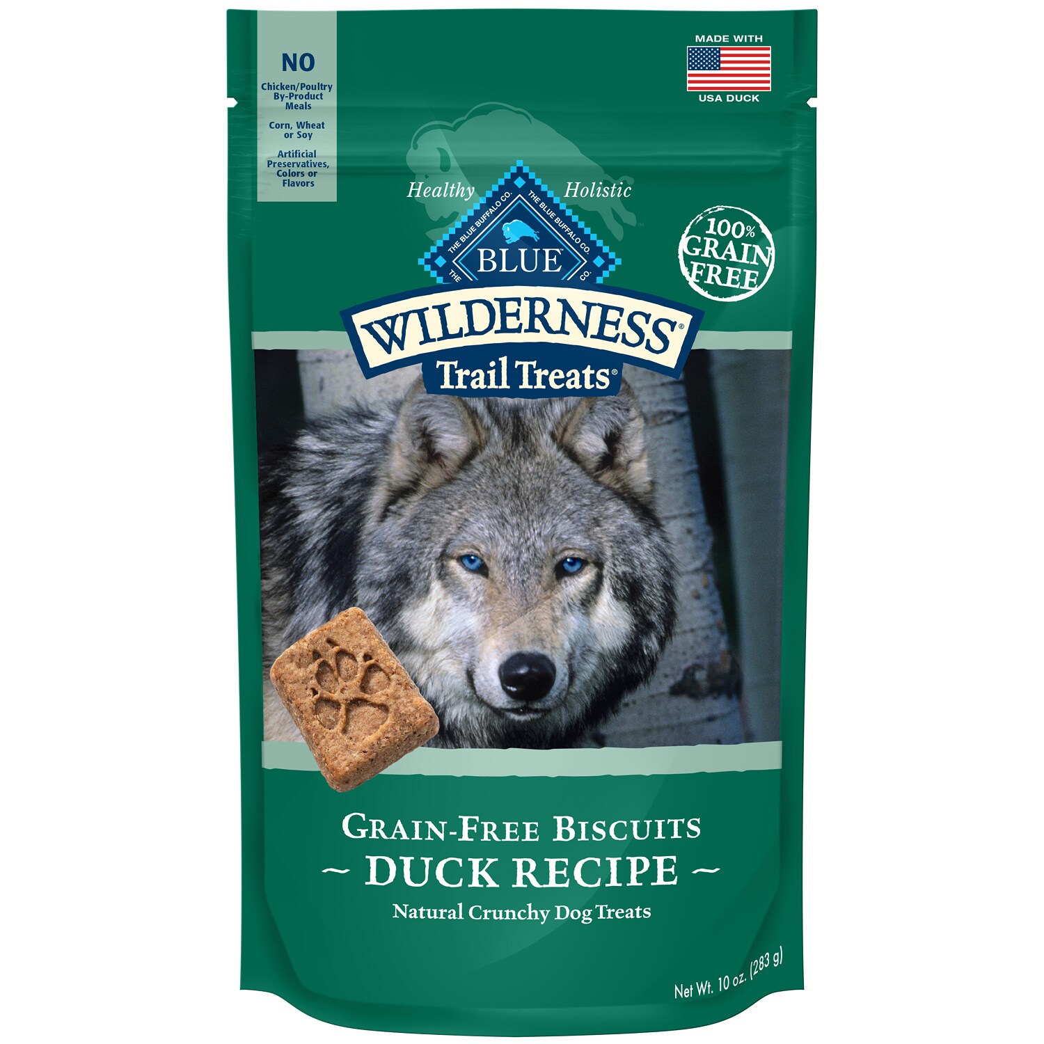 Blue Buffalo Wilderness Trail Treats High Protein Crunchy Dog Treats Biscuits, Duck Recipe