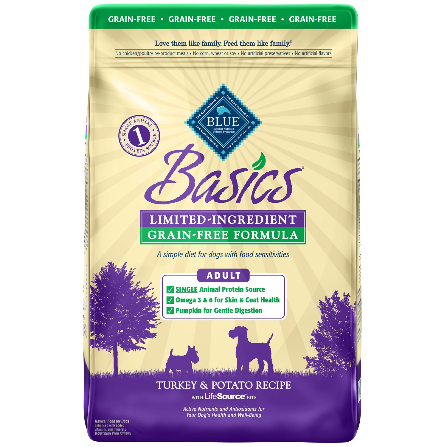Blue Buffalo Basics Grain-Free Adult Dog Food, Turkey and Potato Recipe