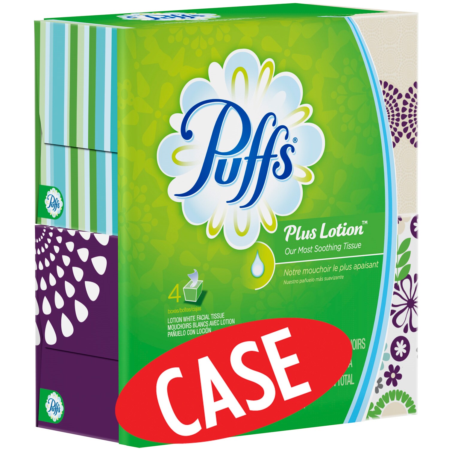 Puffs Plus Lotion 2-Ply Facial Tissues, Cube Boxes, Case