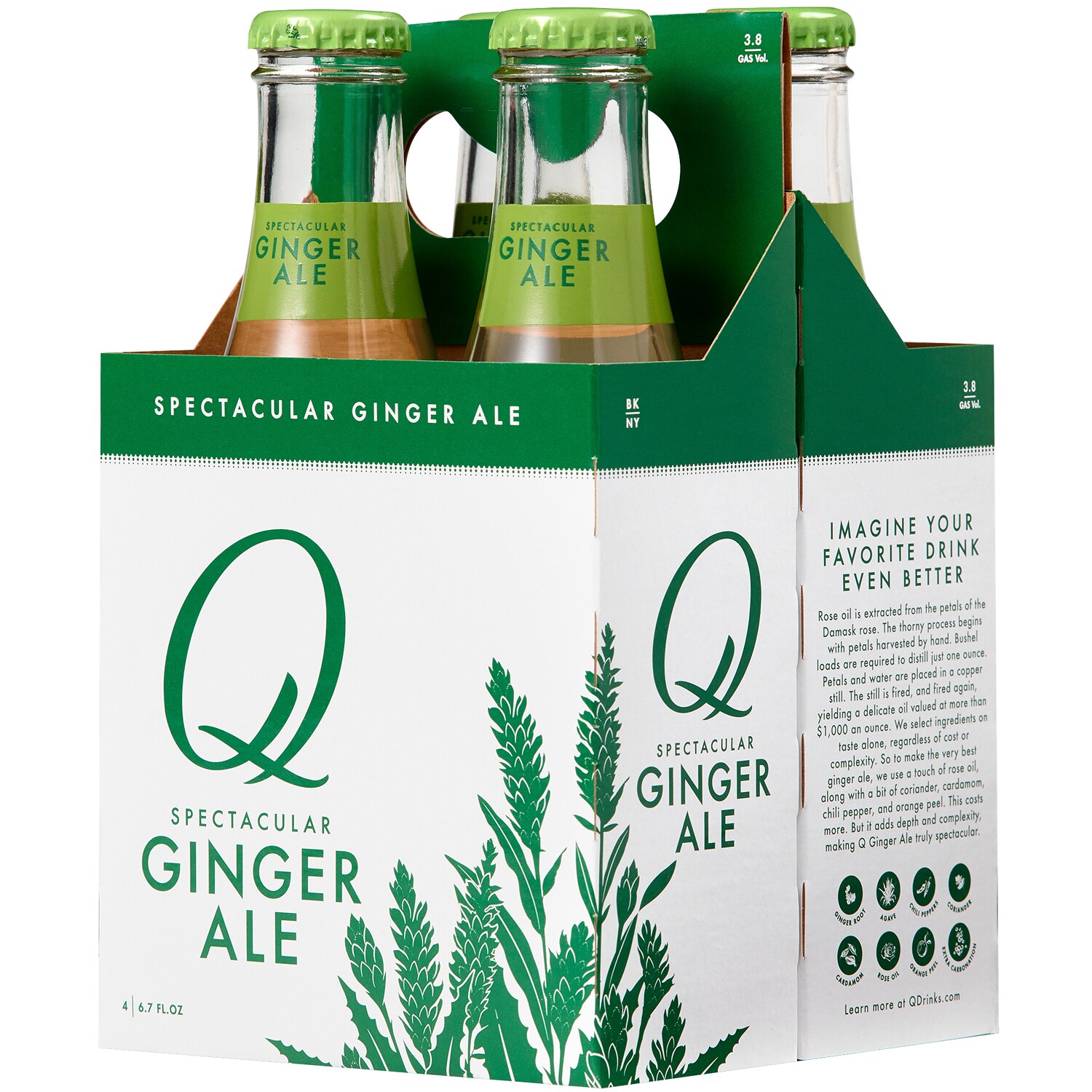 Q Ginger, A Spectacular Ginger Ale, Glass Bottles