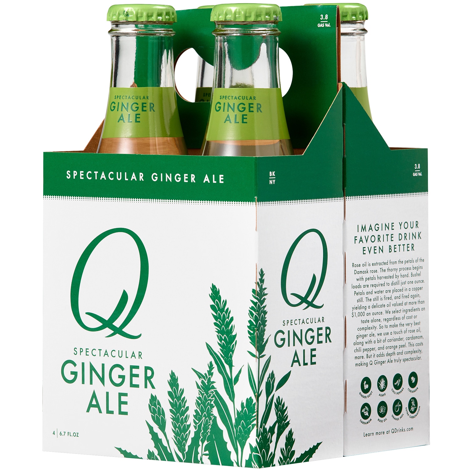 Q Ginger, A Spectacular Ginger Ale, Glass Bottles
