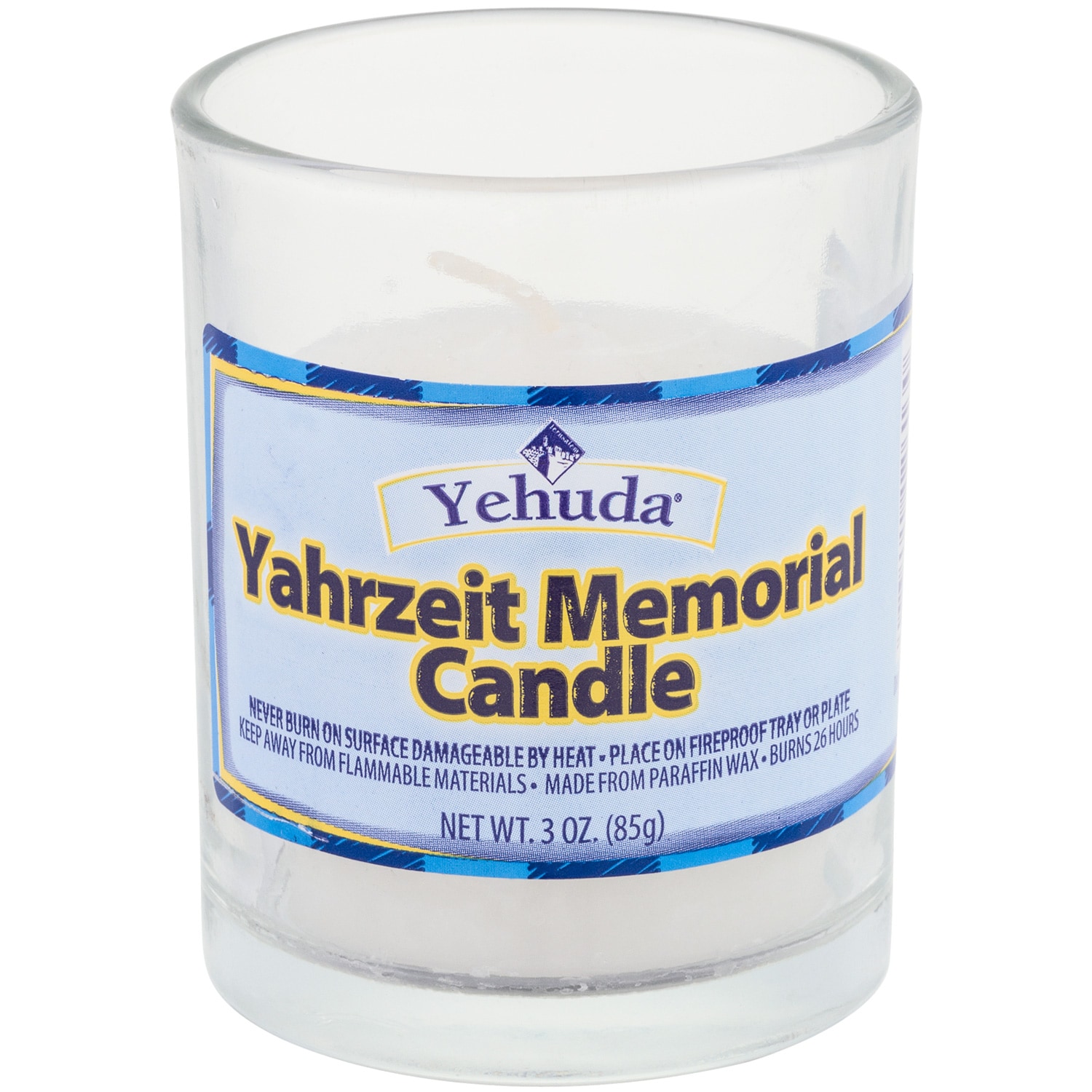 Yehuda Yahrzeit Memorial Candle (burns 26 hours)