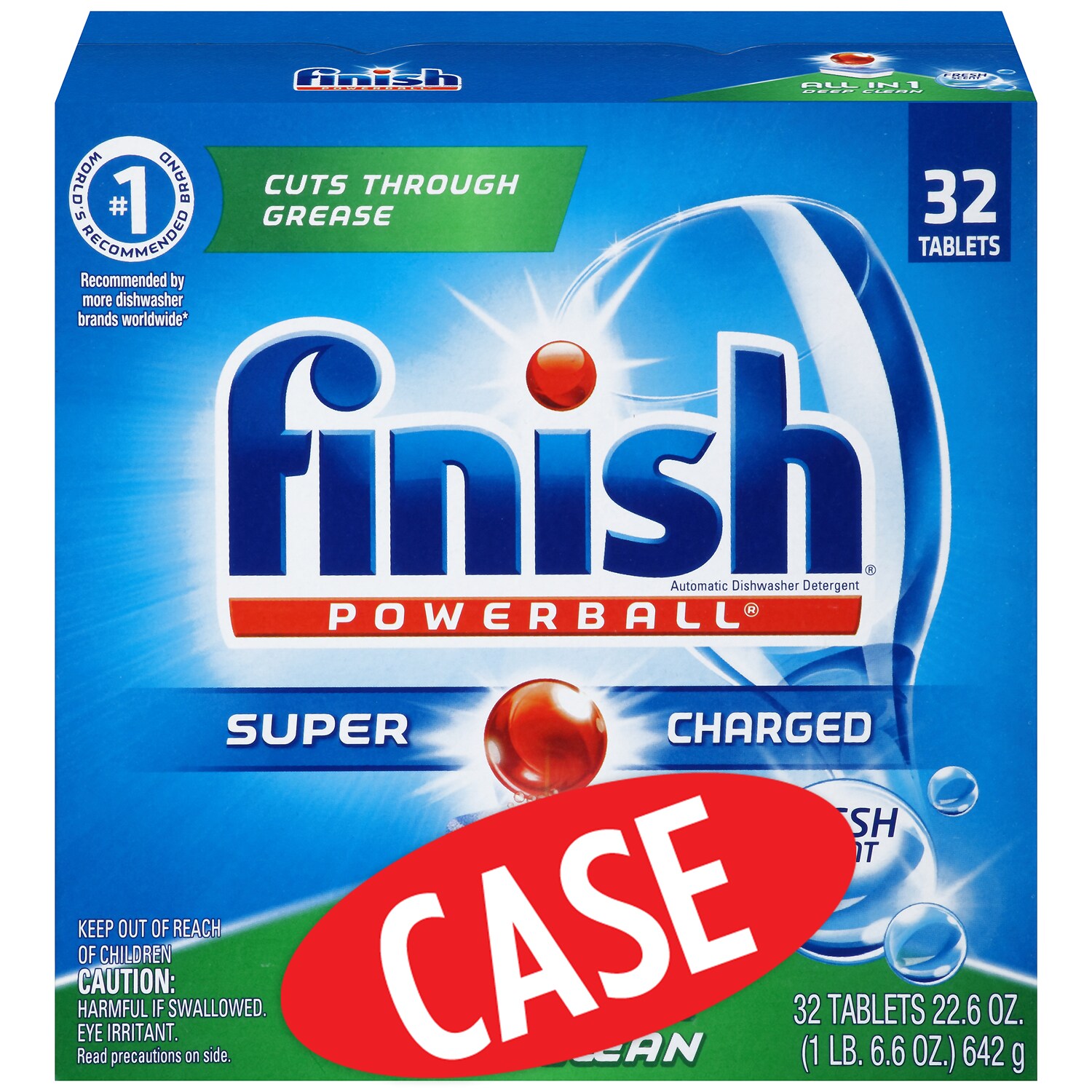 Finish Powerball Tabs Automatic Dishwasher Detergent, Fresh Scent, Case