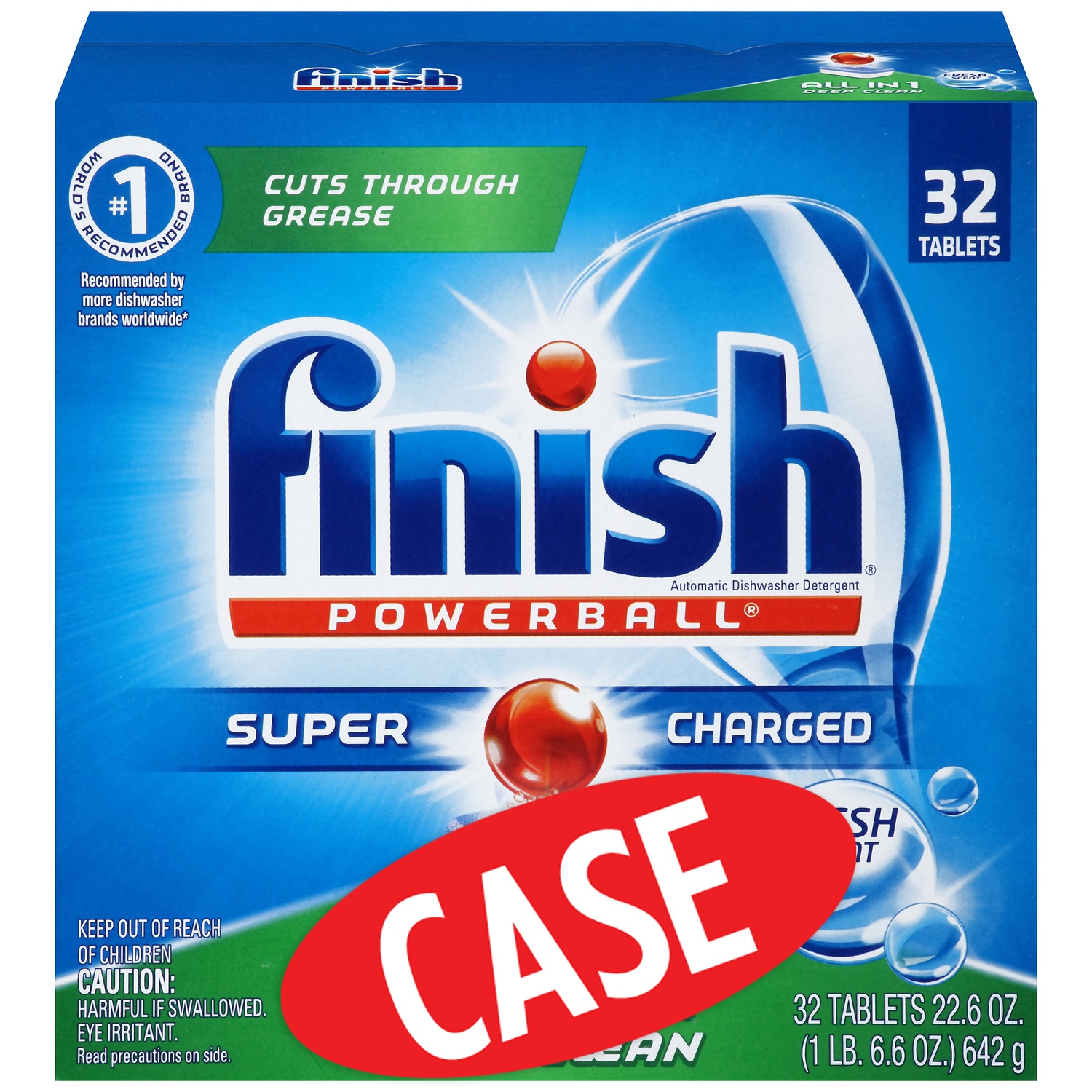 Finish Powerball Tabs Automatic Dishwasher Detergent, Fresh Scent, Case