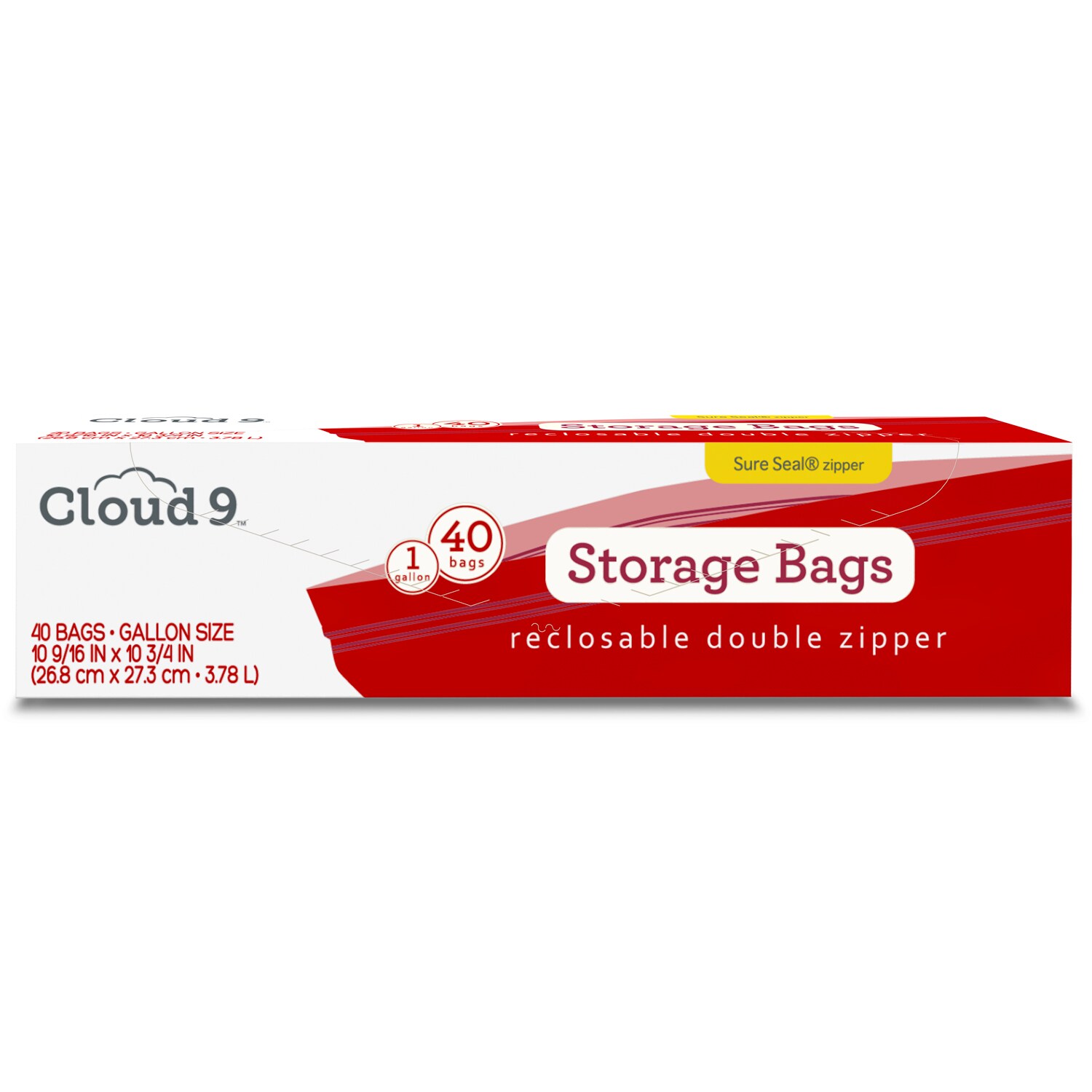 Cloud 9 Double Zipper Storage Bags, 1 Gallon, image 1 of 3 slides