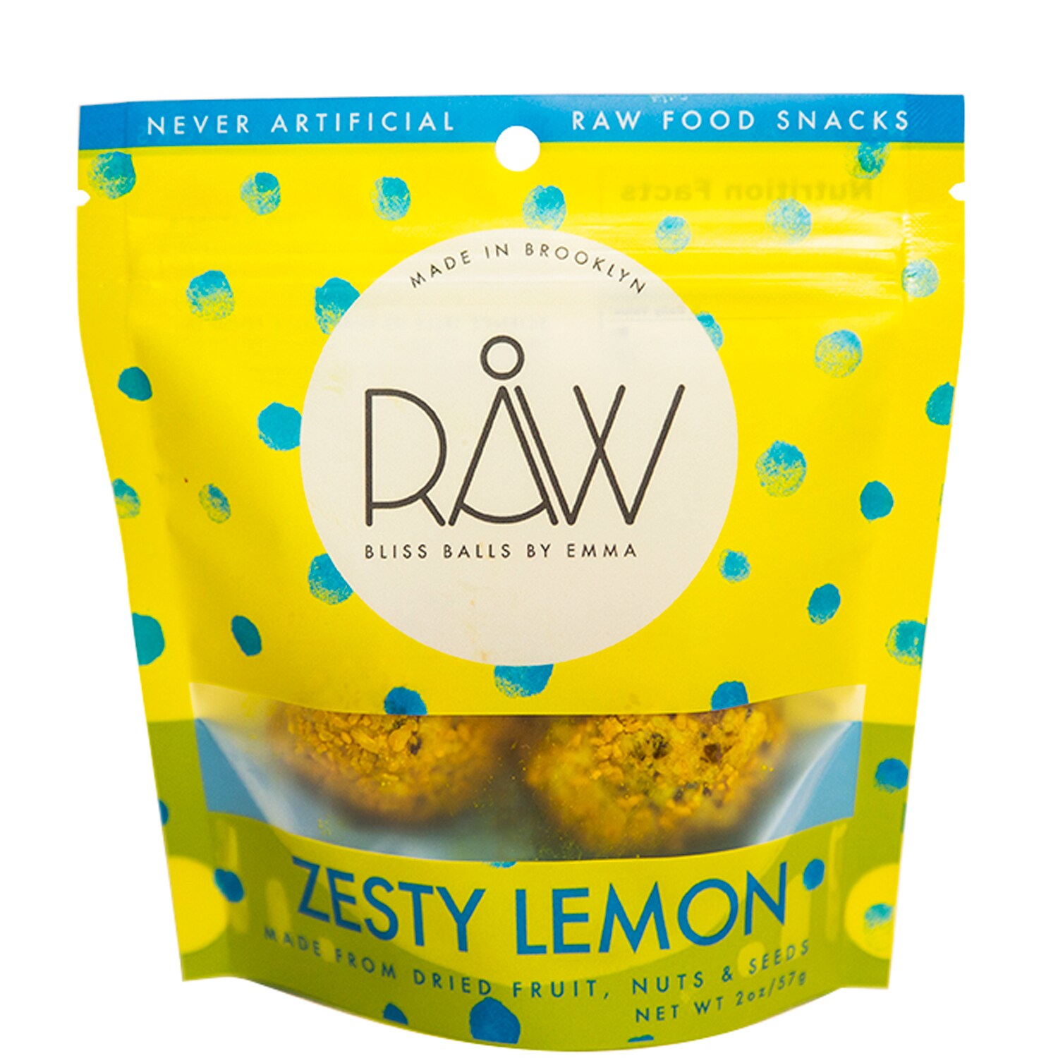 Råw Bliss Balls Raw Food Snacks, Zesty Lemon