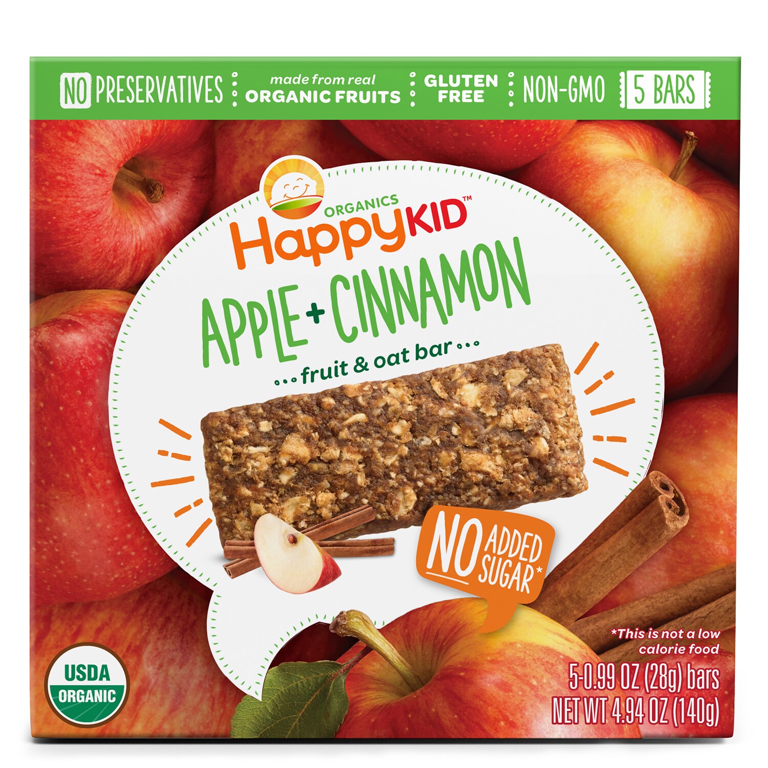 Happy Family Happy Kid Organic Fruit & Oat Bar, Apple + Cinnamon