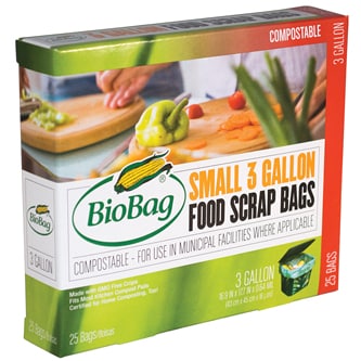 BioBag Small Compostable Food Scrap Bags, 3 Gallon