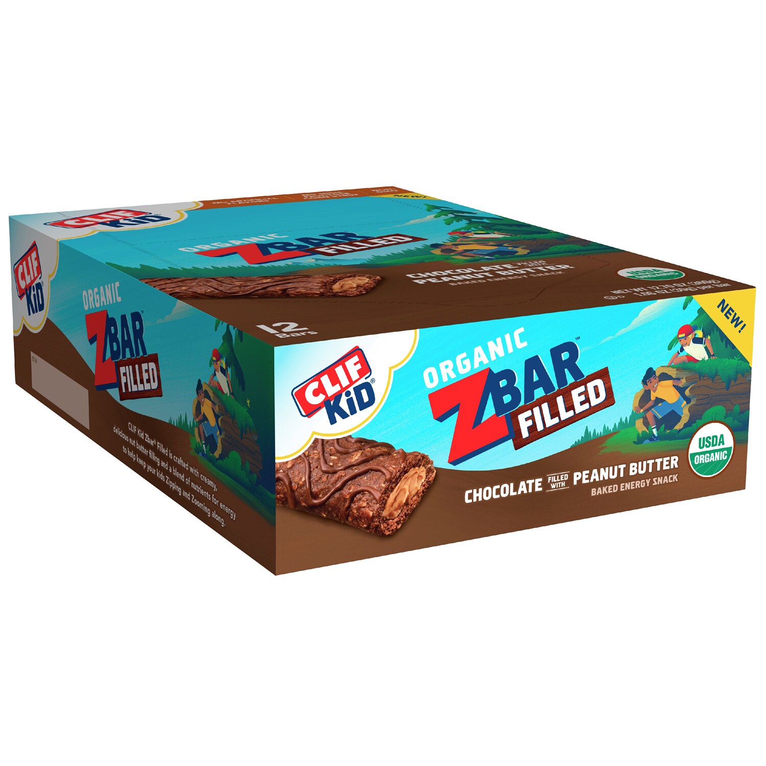 Clif Kid Organic Zbar Filled, Chocolate Filled with Peanut Butter