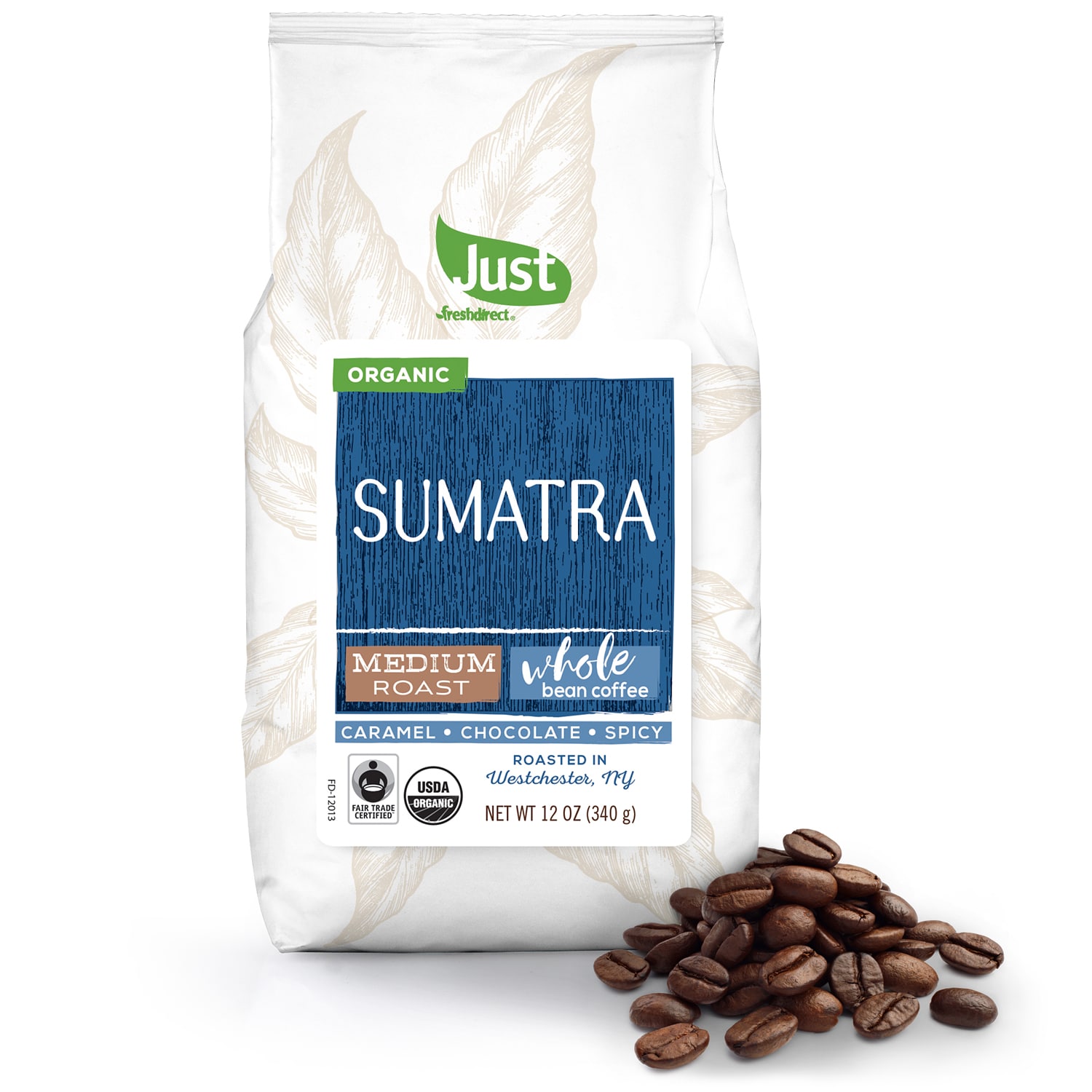 Just FreshDirect Fair Trade Organic Whole Bean Coffee, Sumatra