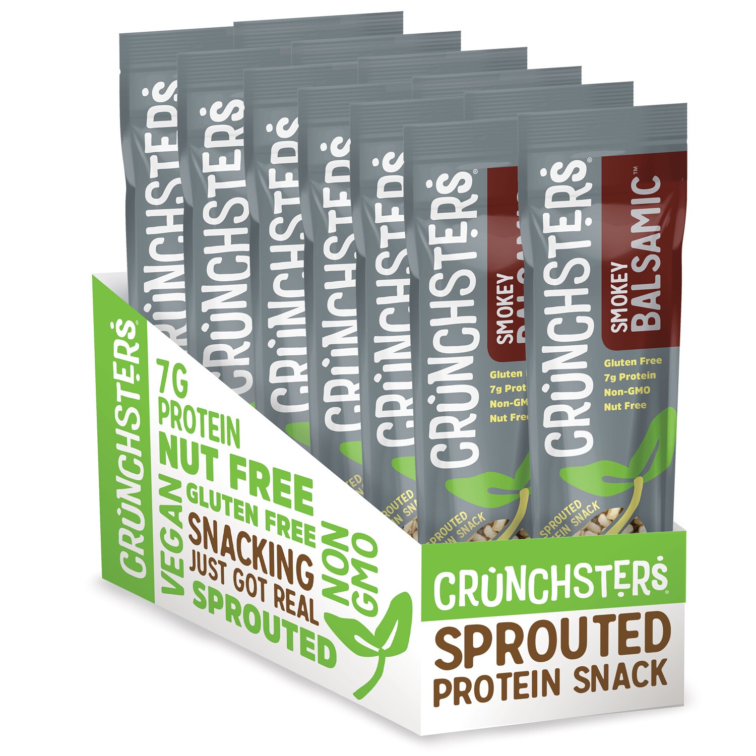 Crunchsters Sprouted Protein Snack, Smokey Balsamic, Case