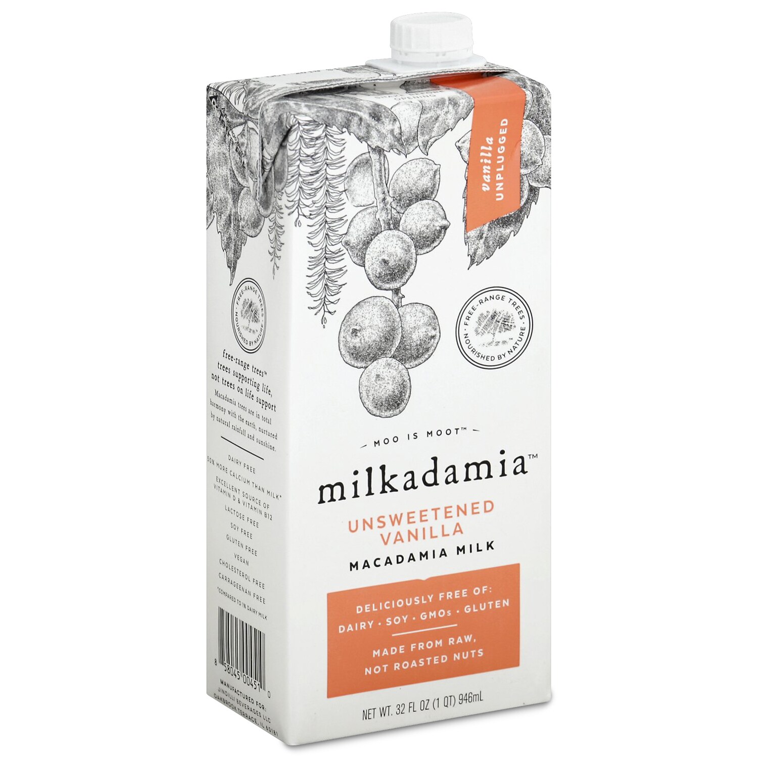 Milkadamia Macadamia Milk, Unsweetened Vanilla, Carton