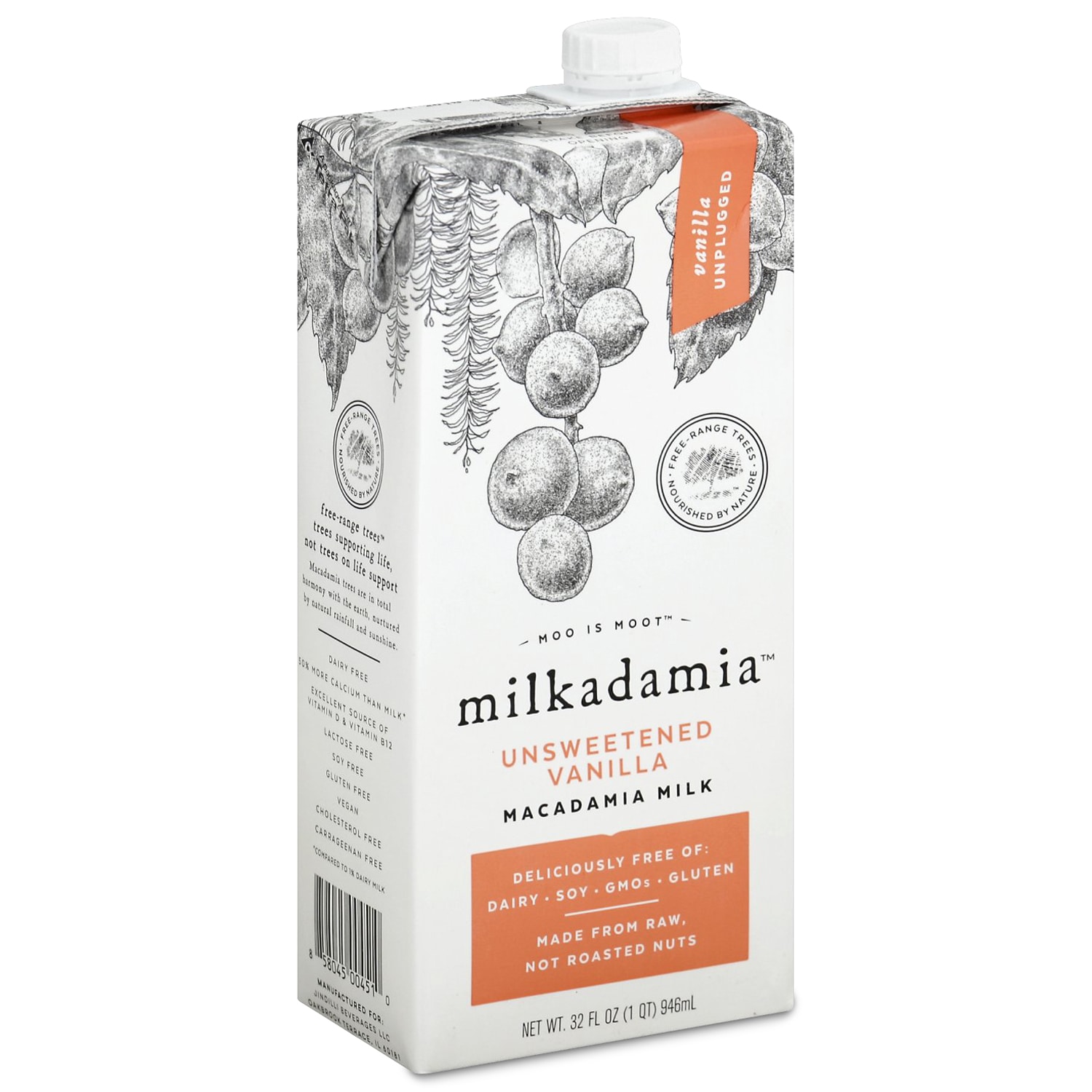 Milkadamia Macadamia Milk, Unsweetened Vanilla, Carton