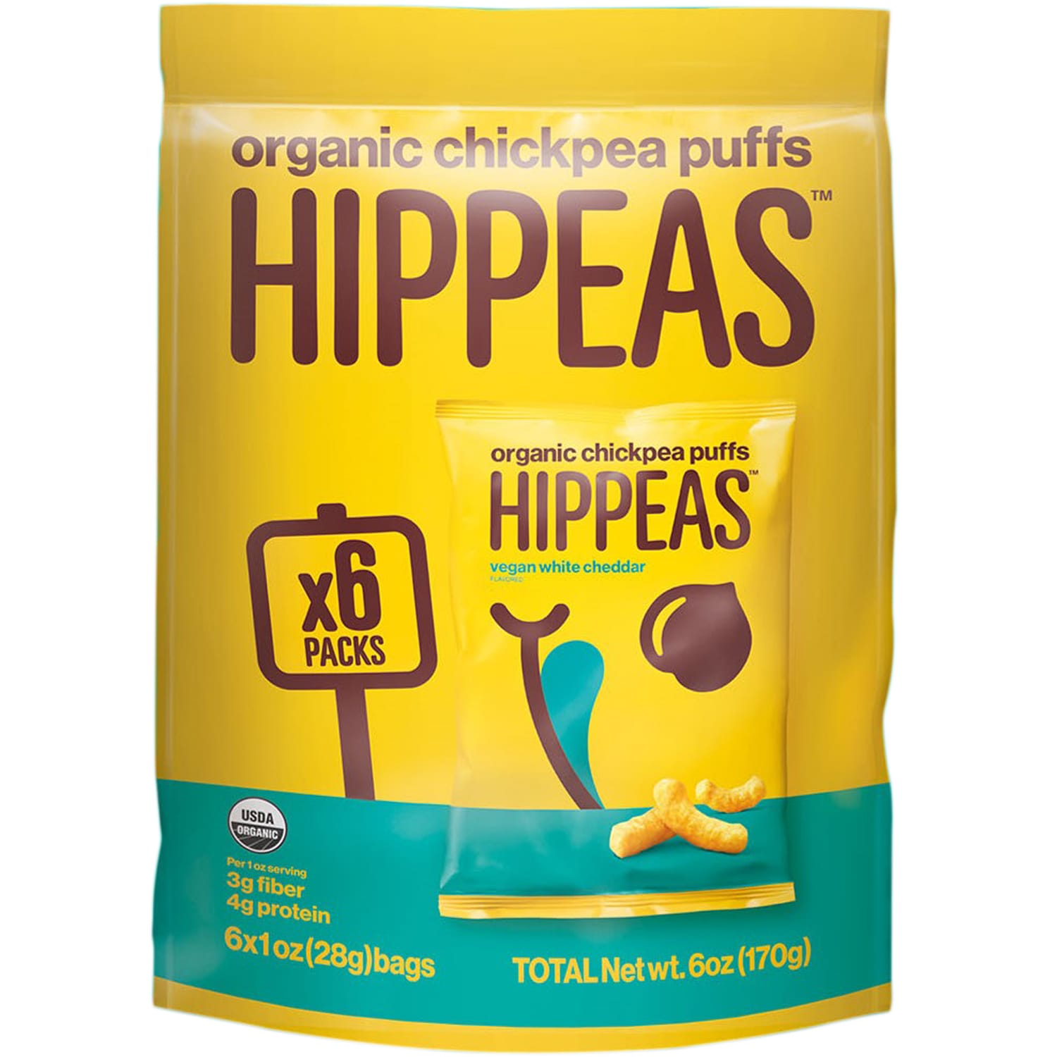 Hippeas Organic Chickpea Puffs, Vegan White Cheddar Packs