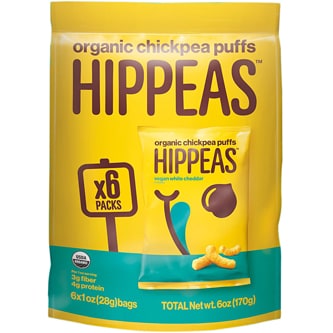 Hippeas Organic Chickpea Puffs, Vegan White Cheddar Packs