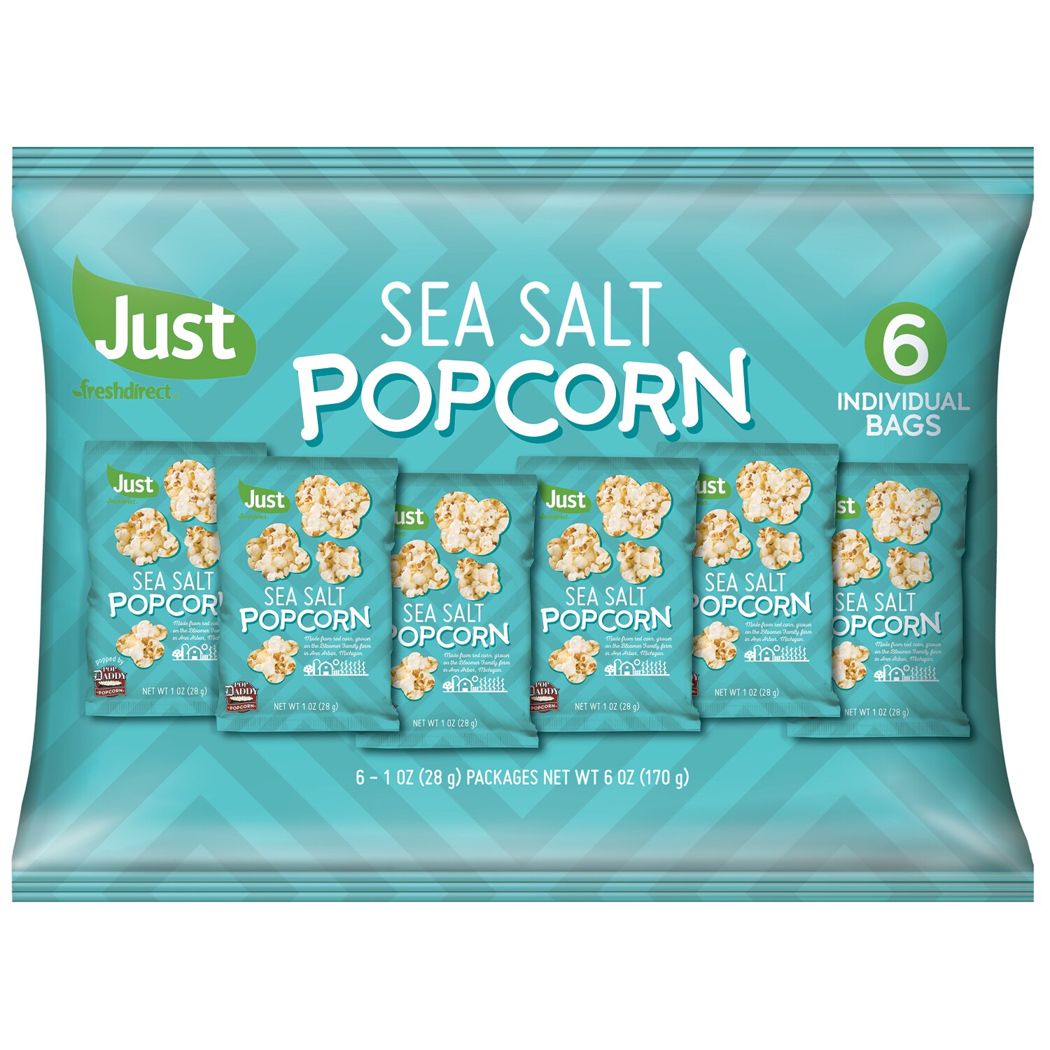 Just FreshDirect All-Natural Popcorn Packs, Sea Salt
