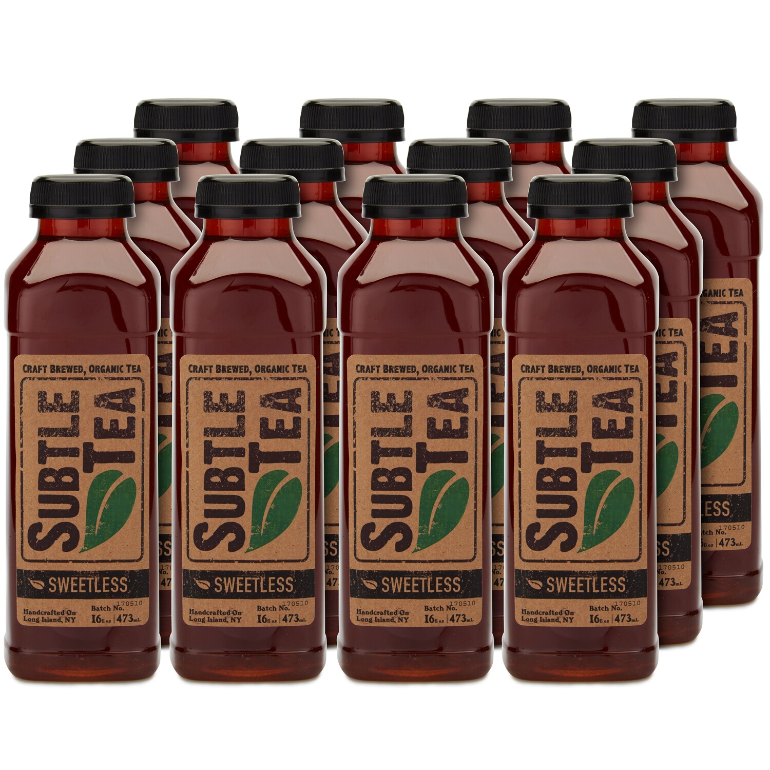 Subtle Tea Craft Brewed Organic Tea, Sweetless, Plastic Bottles